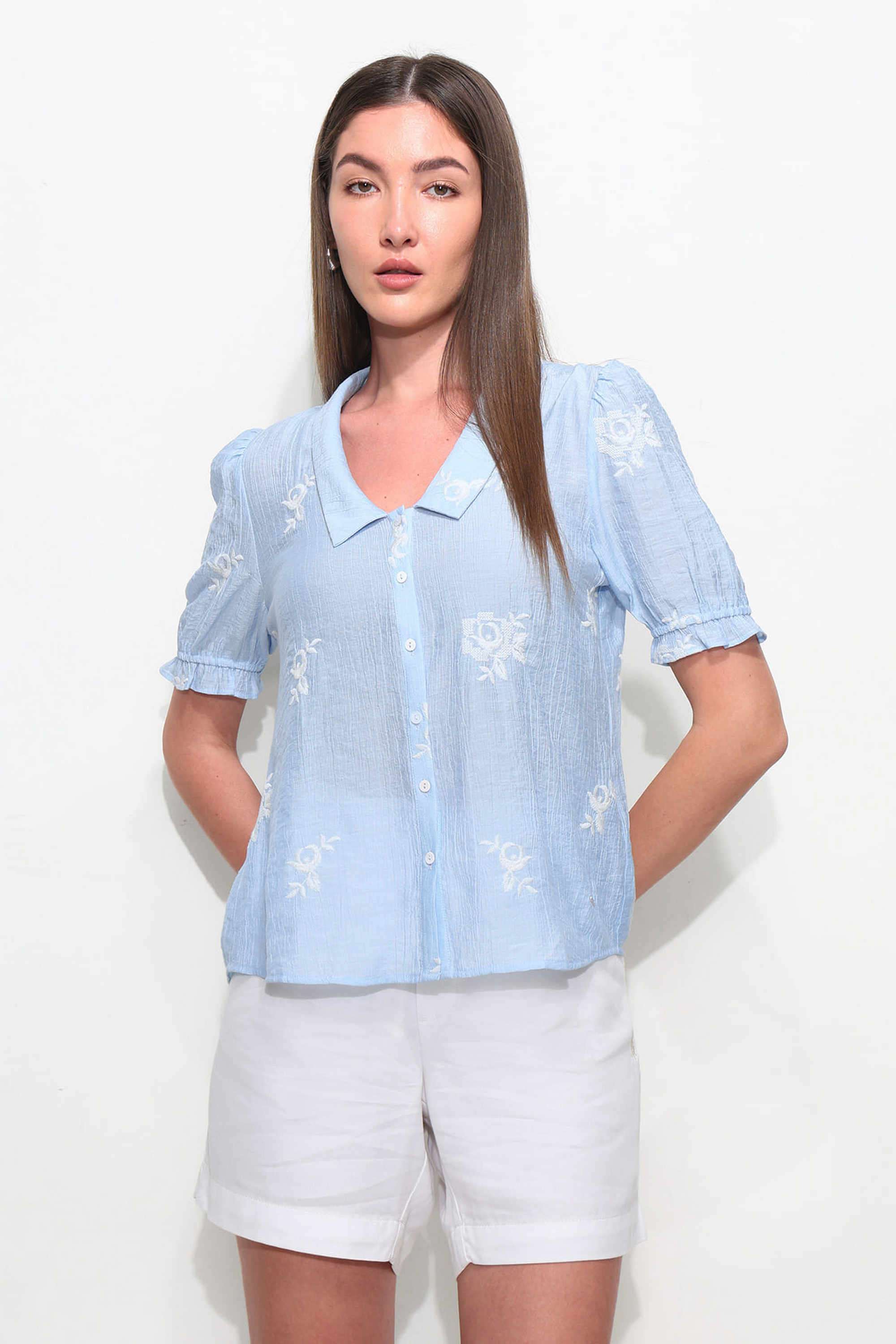 Textured-Viscose-Collared-Women-s-Top