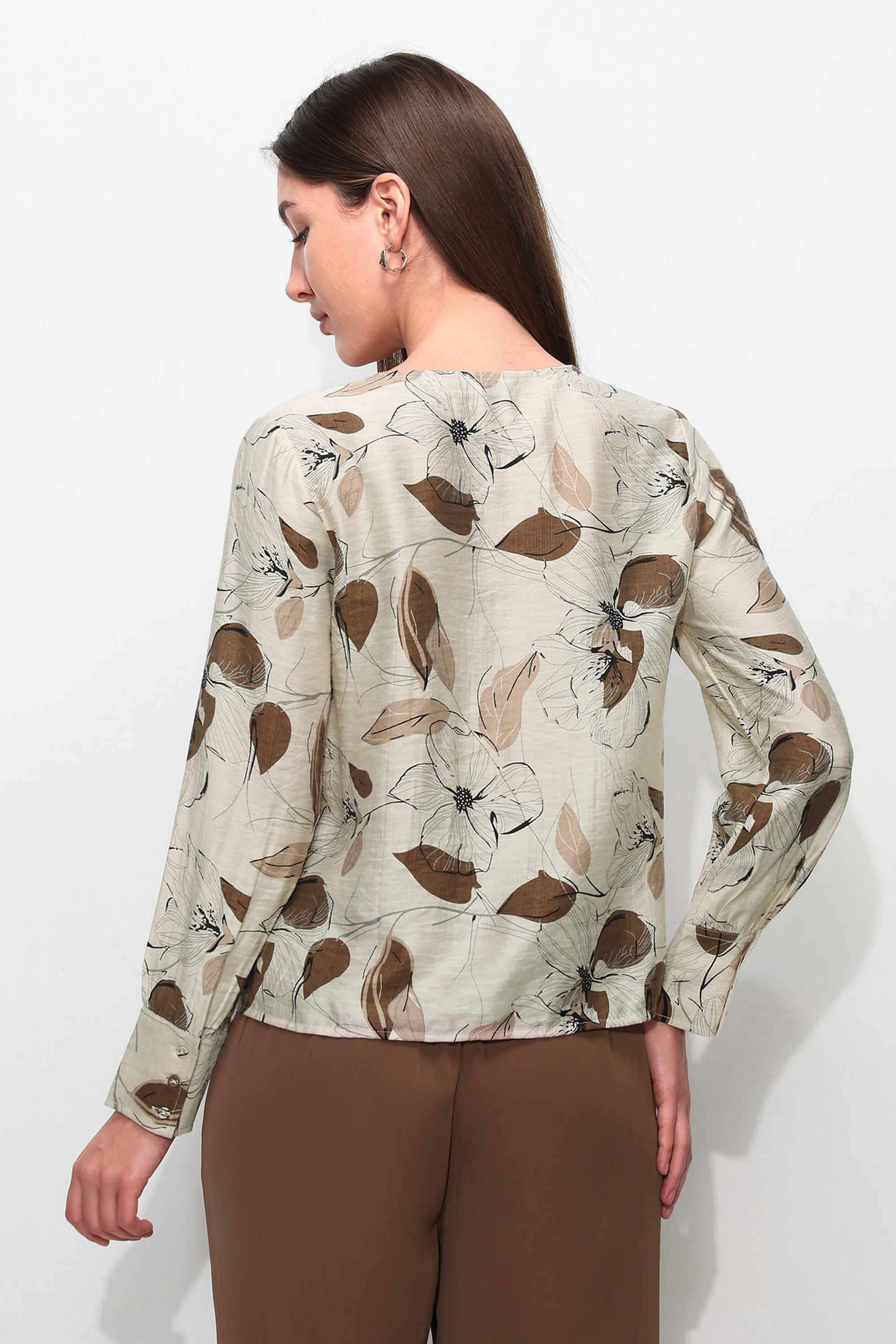 Printed-Nylon-V-Neck-Women-s-Top