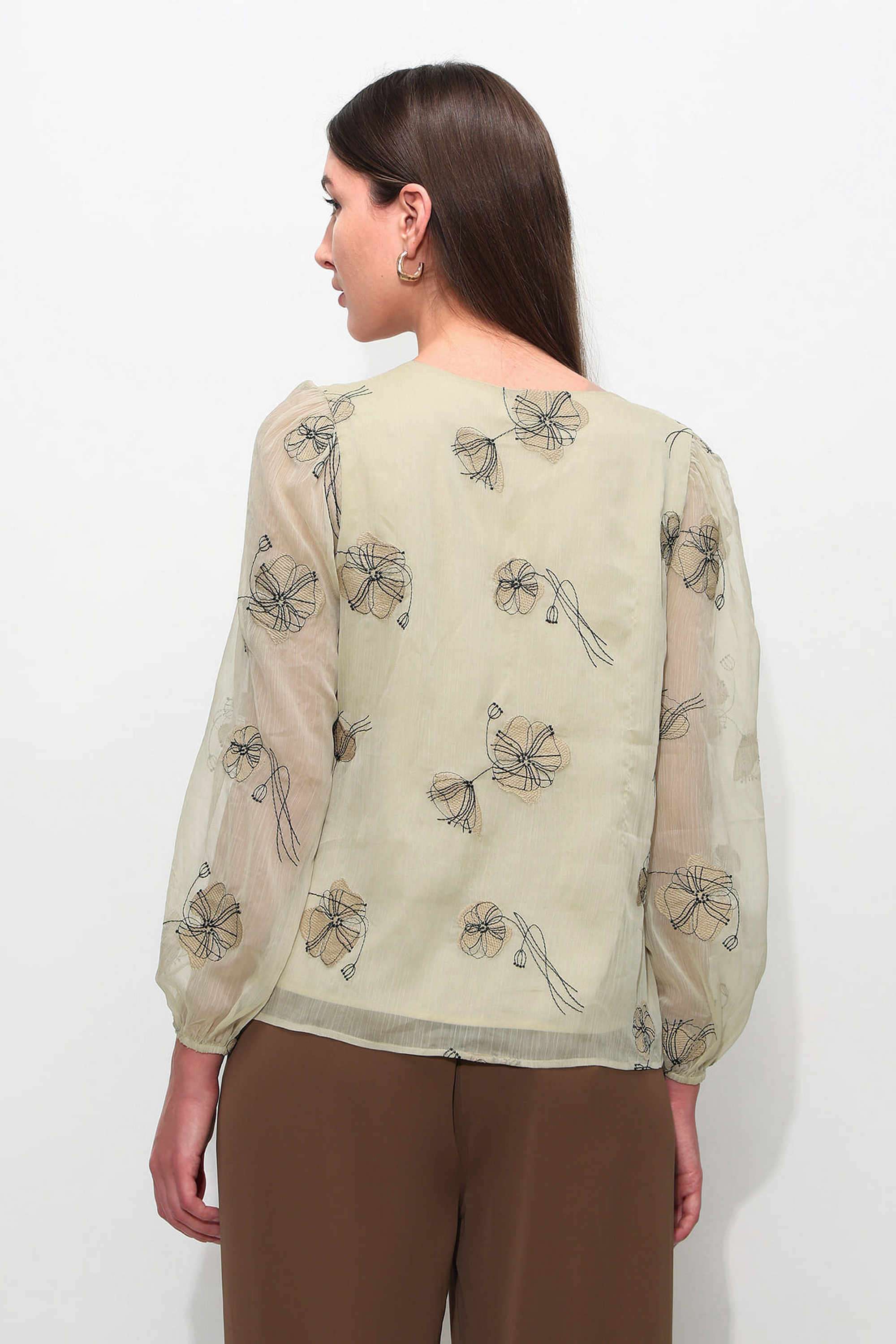 Printed-Nylon-V-Neck-Women-s-Top