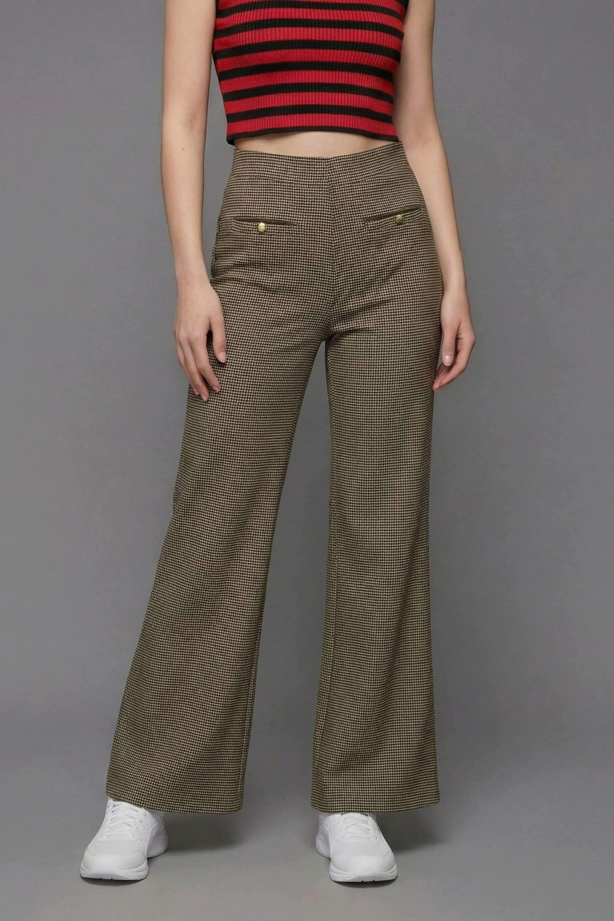 u.s. polo assn. Checks Straight Fit Blended Fabric Women's Casual Wear Trousers-picture-35