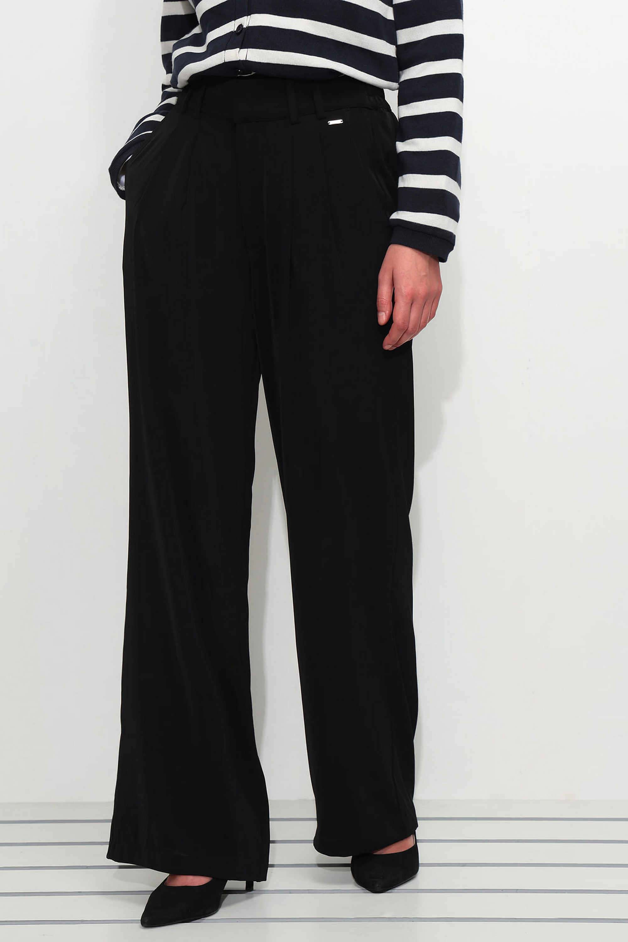 Solid-Polyester-Wide-Leg-Fit-Women-s-Trousers