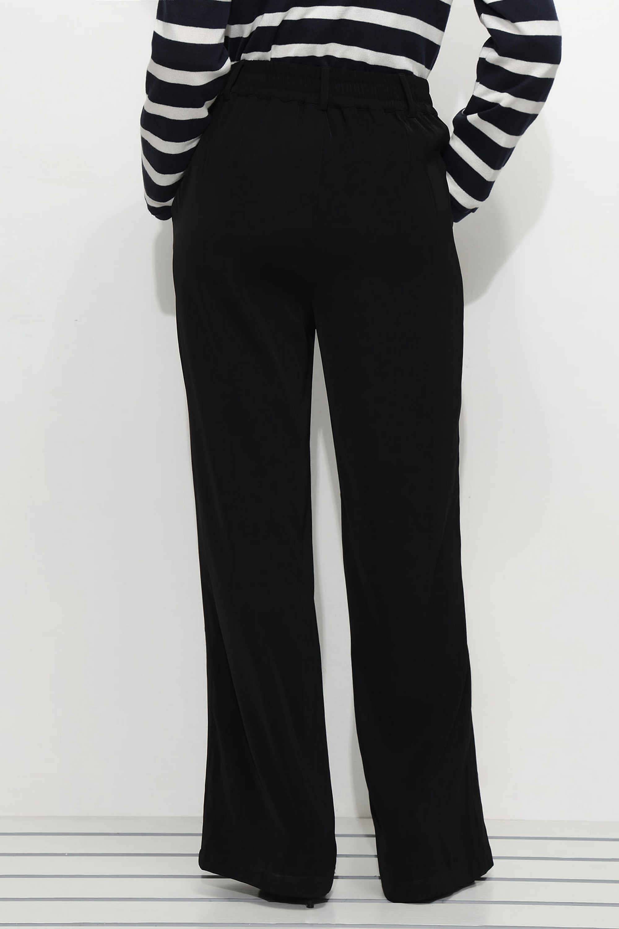 Solid-Polyester-Wide-Leg-Fit-Women-s-Trousers