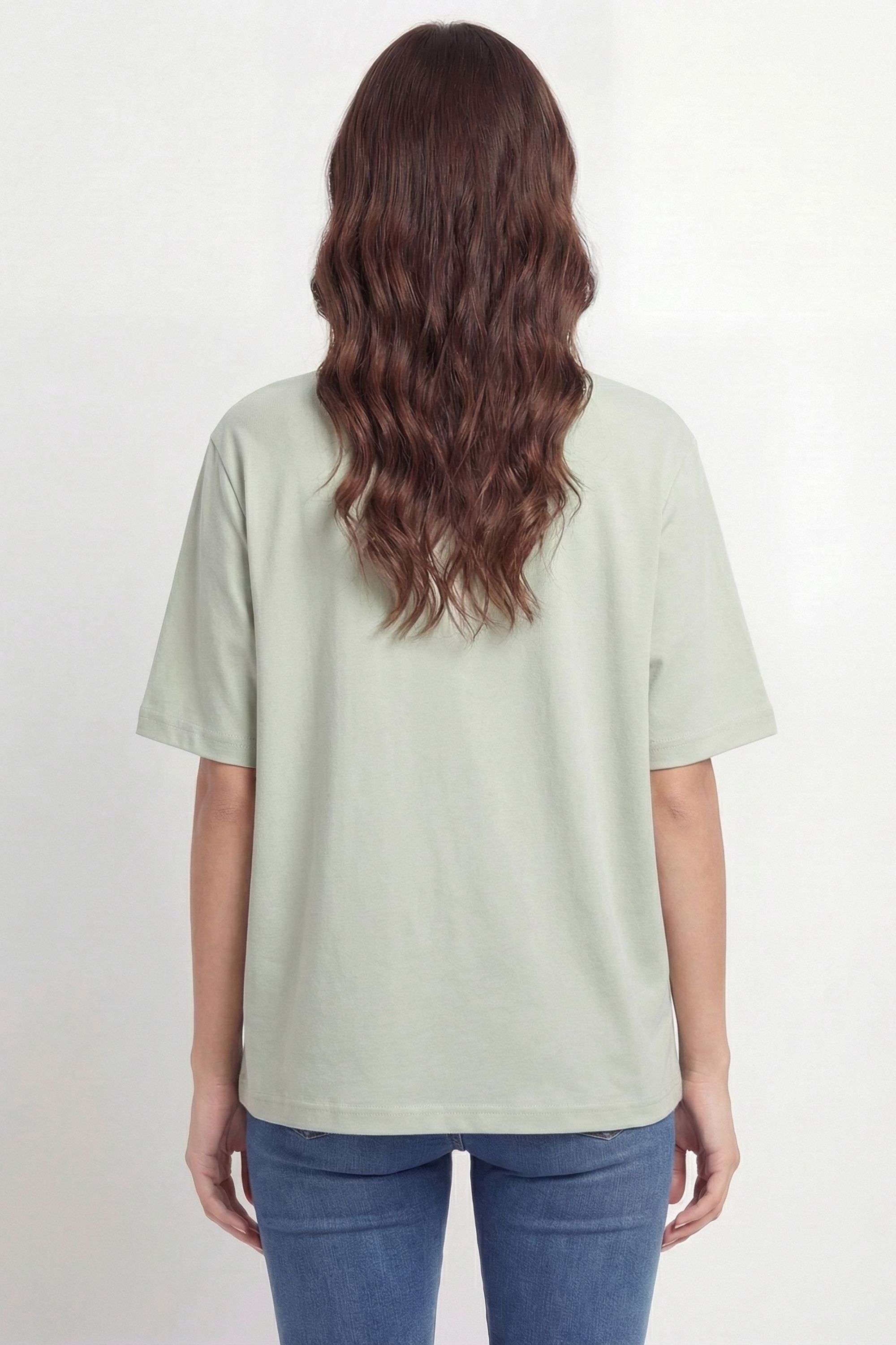 Graphic-Print-Blended-Fabric-Round-Neck-Women-s-T-Shirt