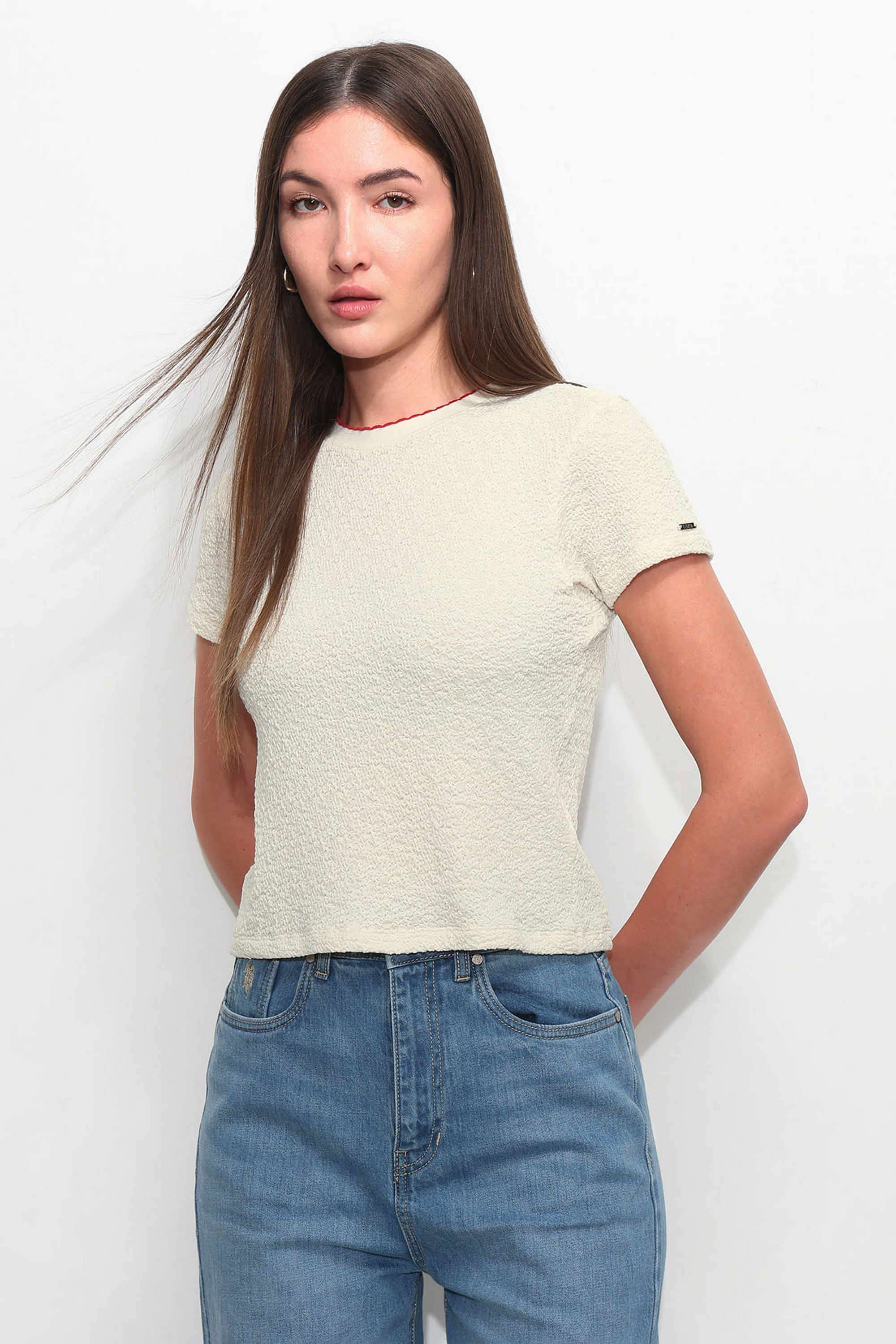 Knitted-Polyester-Round-Neck-Women-s-T-Shirt
