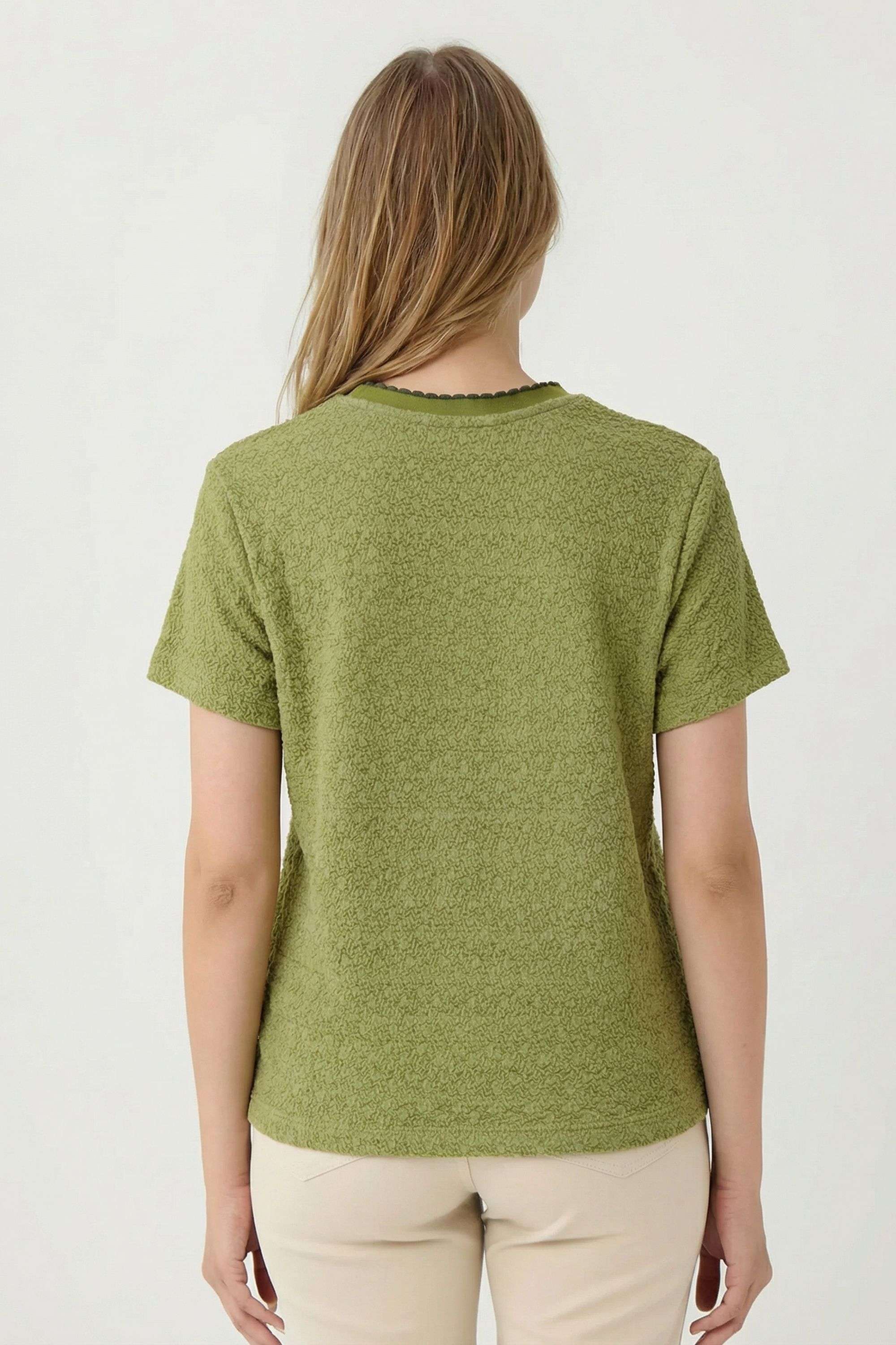 Solid-Blended-Fabric-Round-Neck-Women-s-Top
