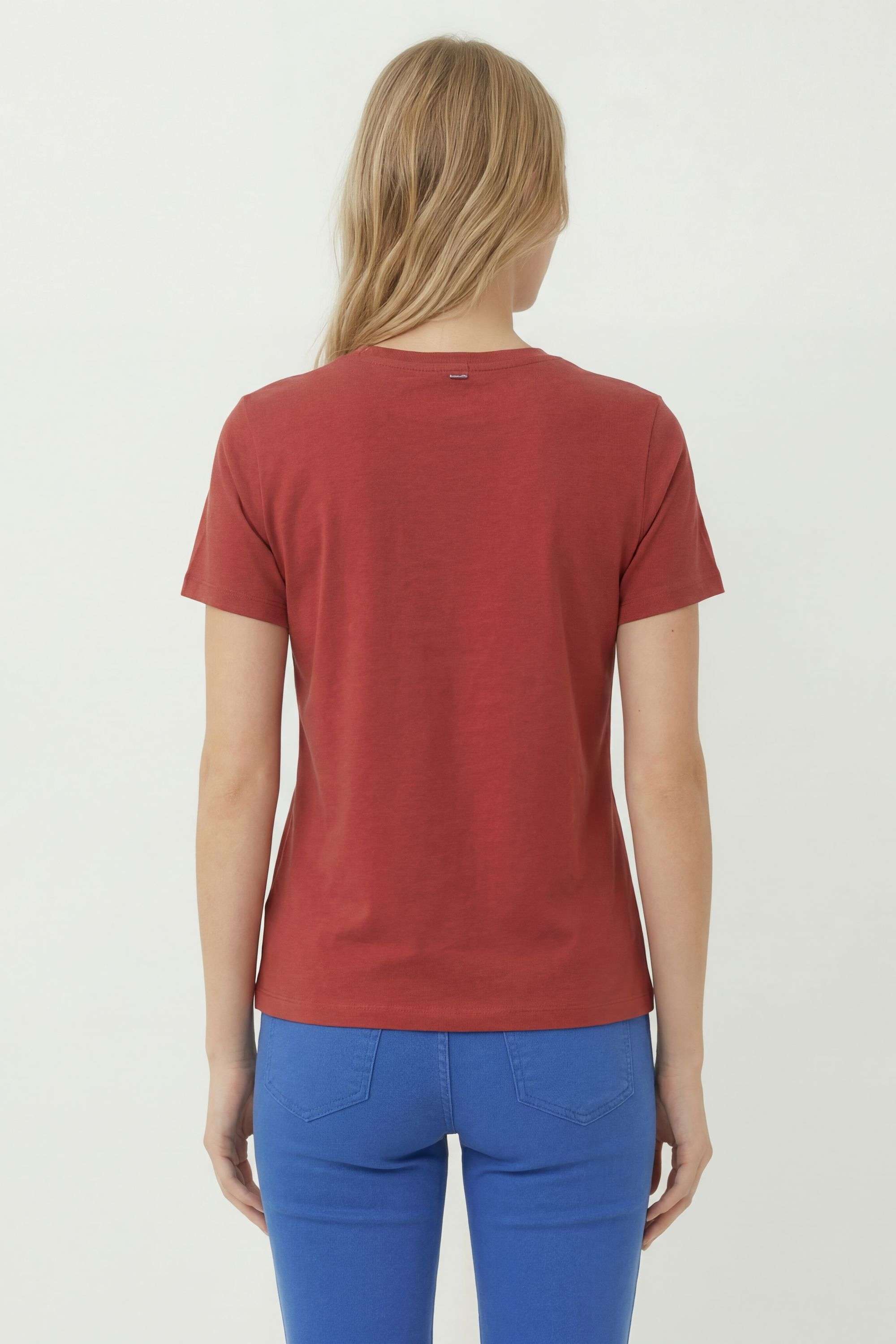 Floral-Blended-Fabric-Round-Neck-Women-s-T-Shirt