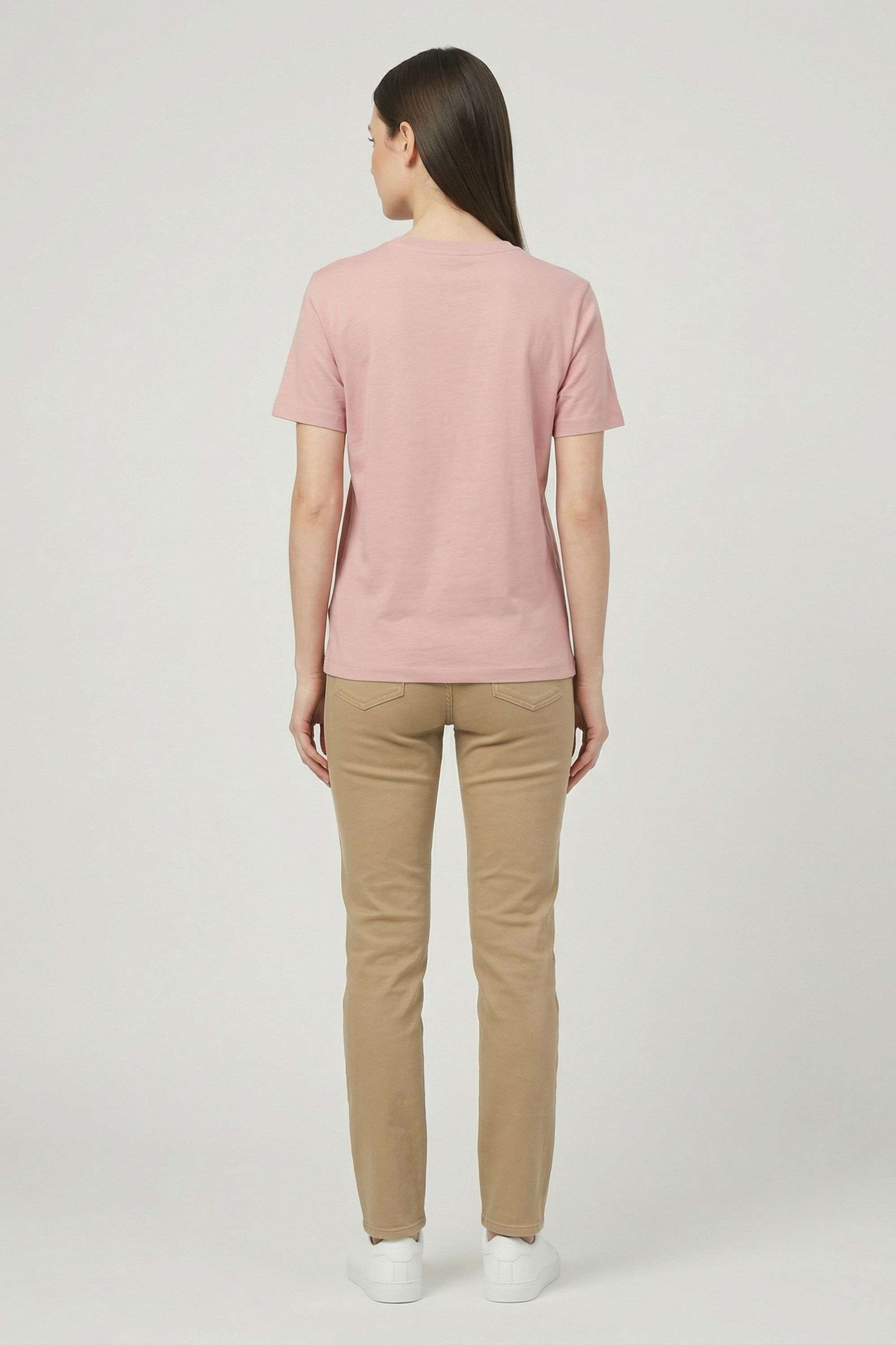 Floral-Blended-Fabric-Round-Neck-Women-s-T-Shirt