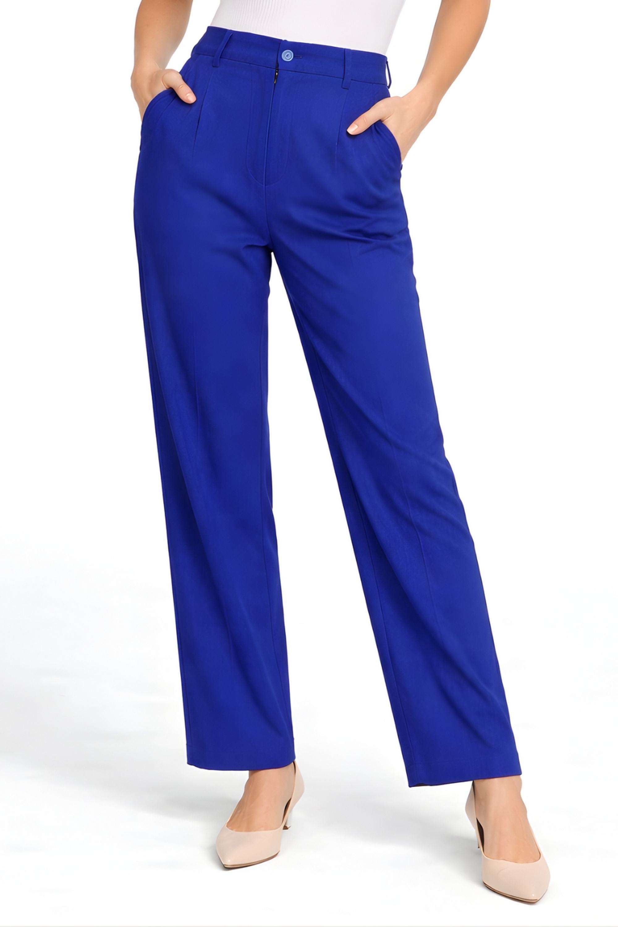 Solid-Regular-Fit-Polyester-Women-s-Casual-Wear-Trousers