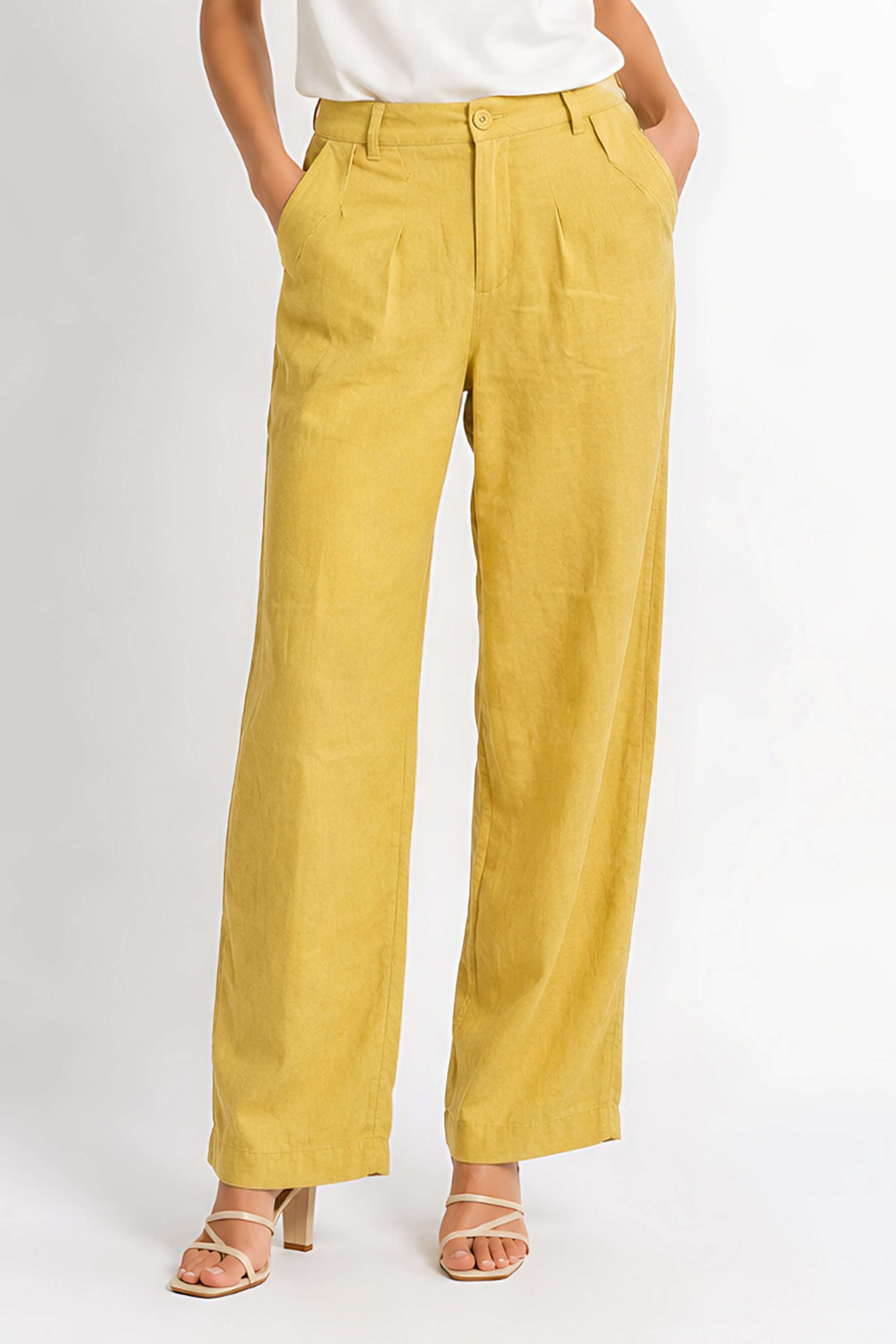 Solid Blended Fabric Regular Fit Women's Trousers-image-46