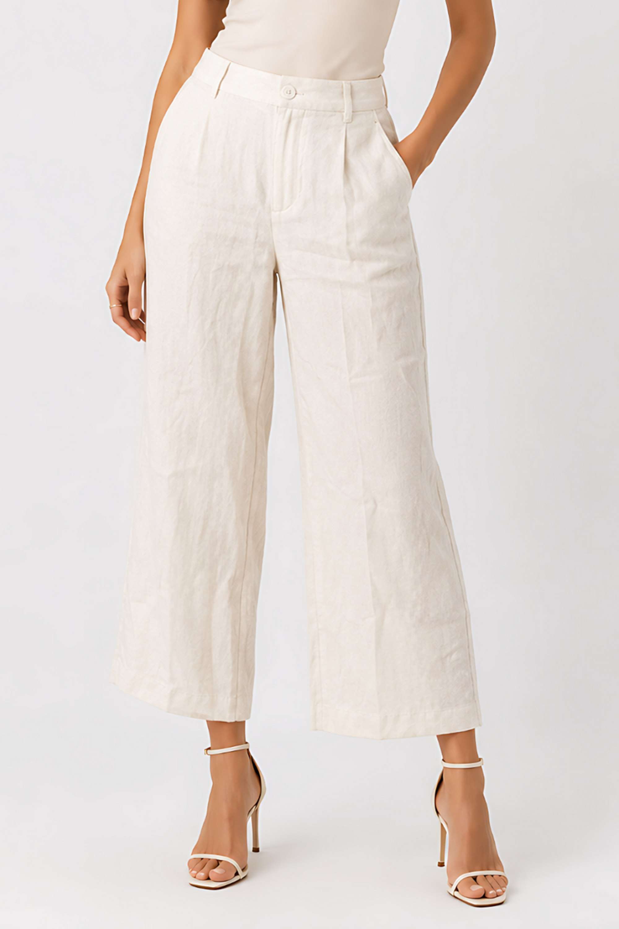 Solid Blended Fabric Regular Fit Women's Trousers-image-45