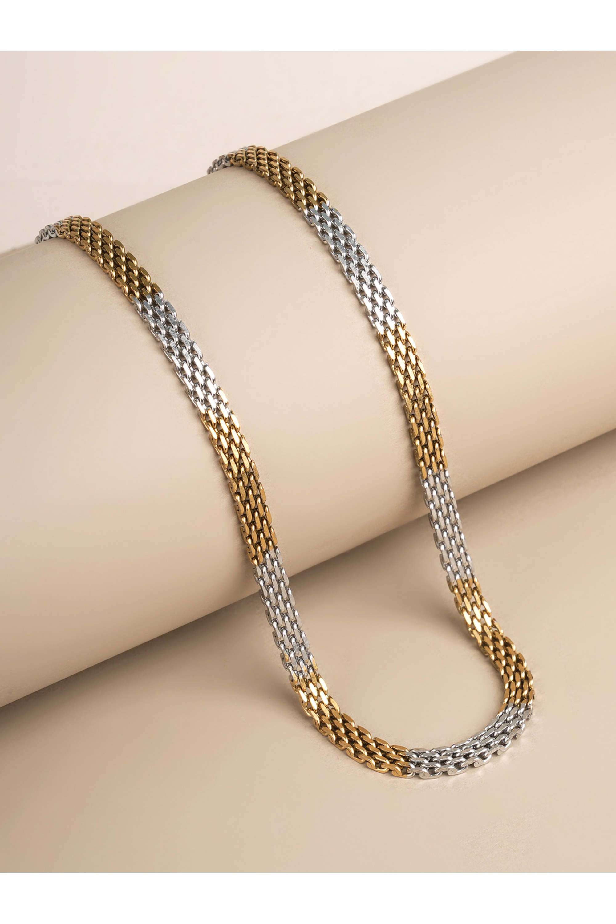 Silver-Gold-Dual-Chain-Necklace-for-Mens---Waterproof-&-Anti-Tarnish