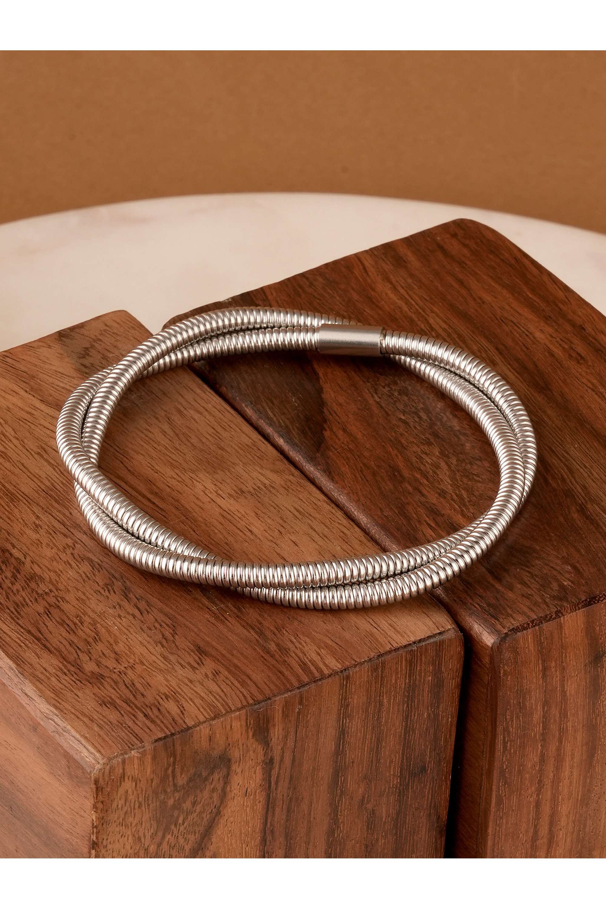 Silver-Coiled-Bangle-for-Womens---Waterproof-&-Anti-Tarnish