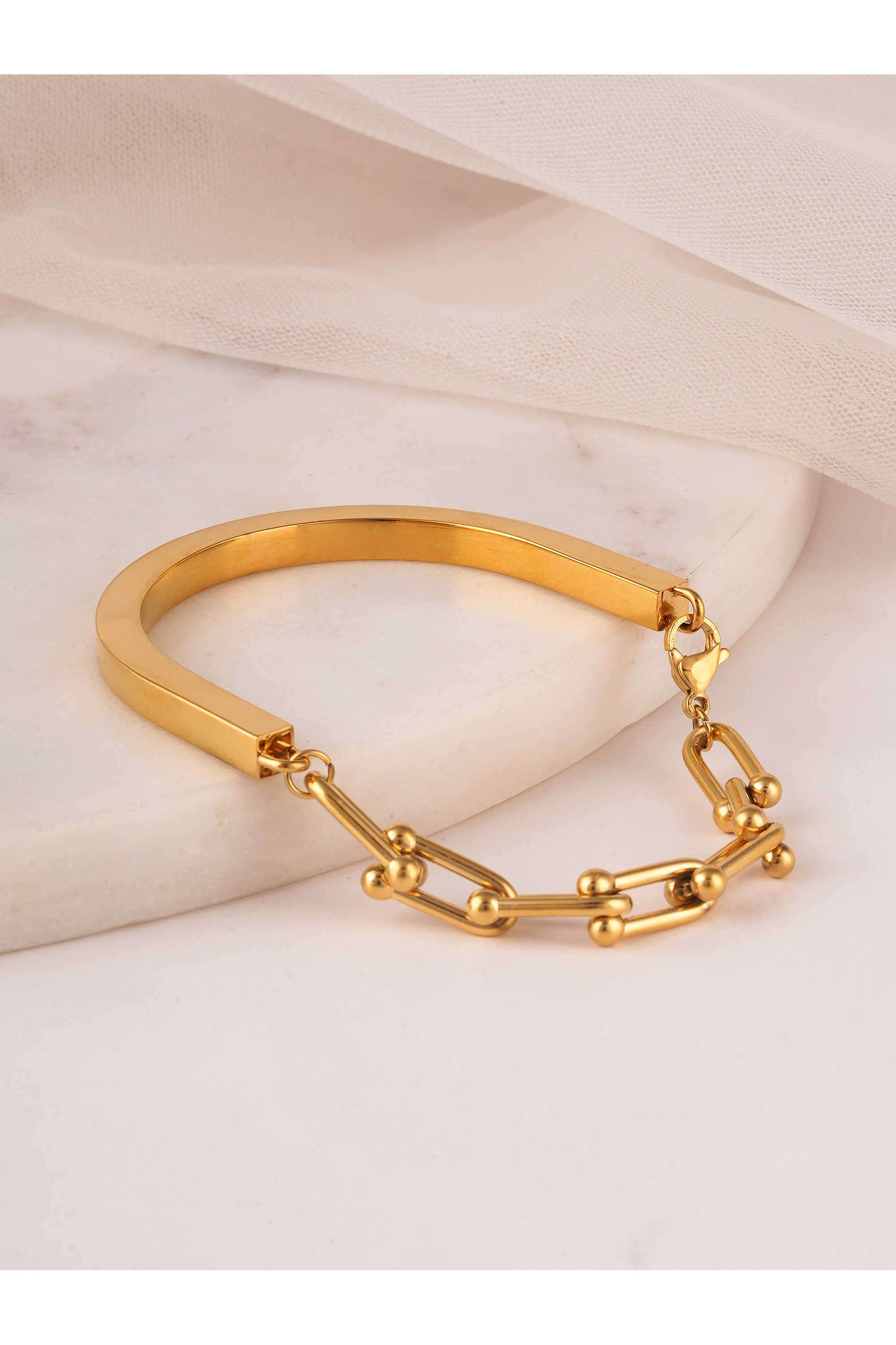 Half-Link-&-Solid-Bracelet-For-Women---Waterproof-&-Anti-Tarnish
