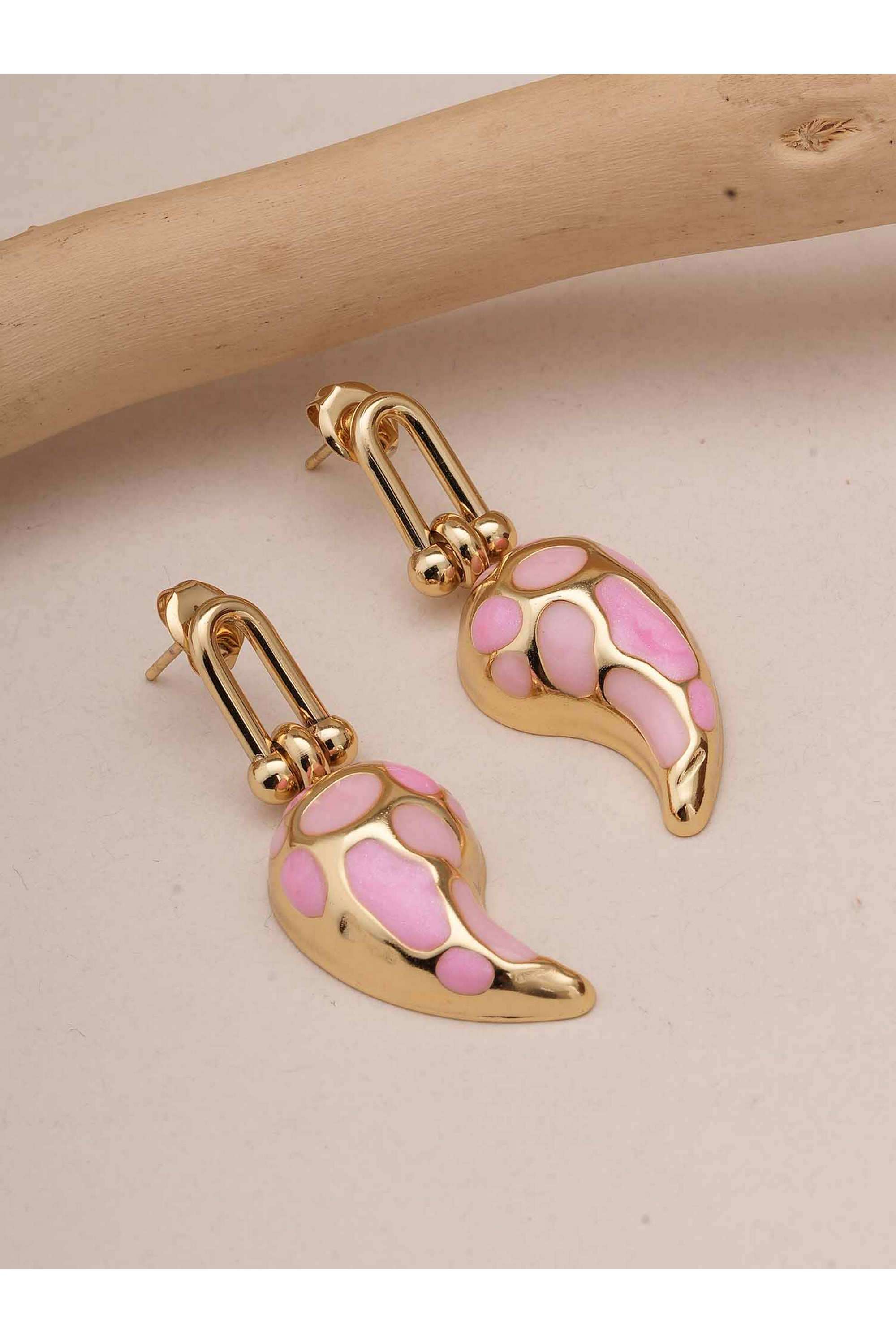 Blush-&-Coral-Tapered-Earrings-for-Womens---Waterproof-&-Anti-Tarnish