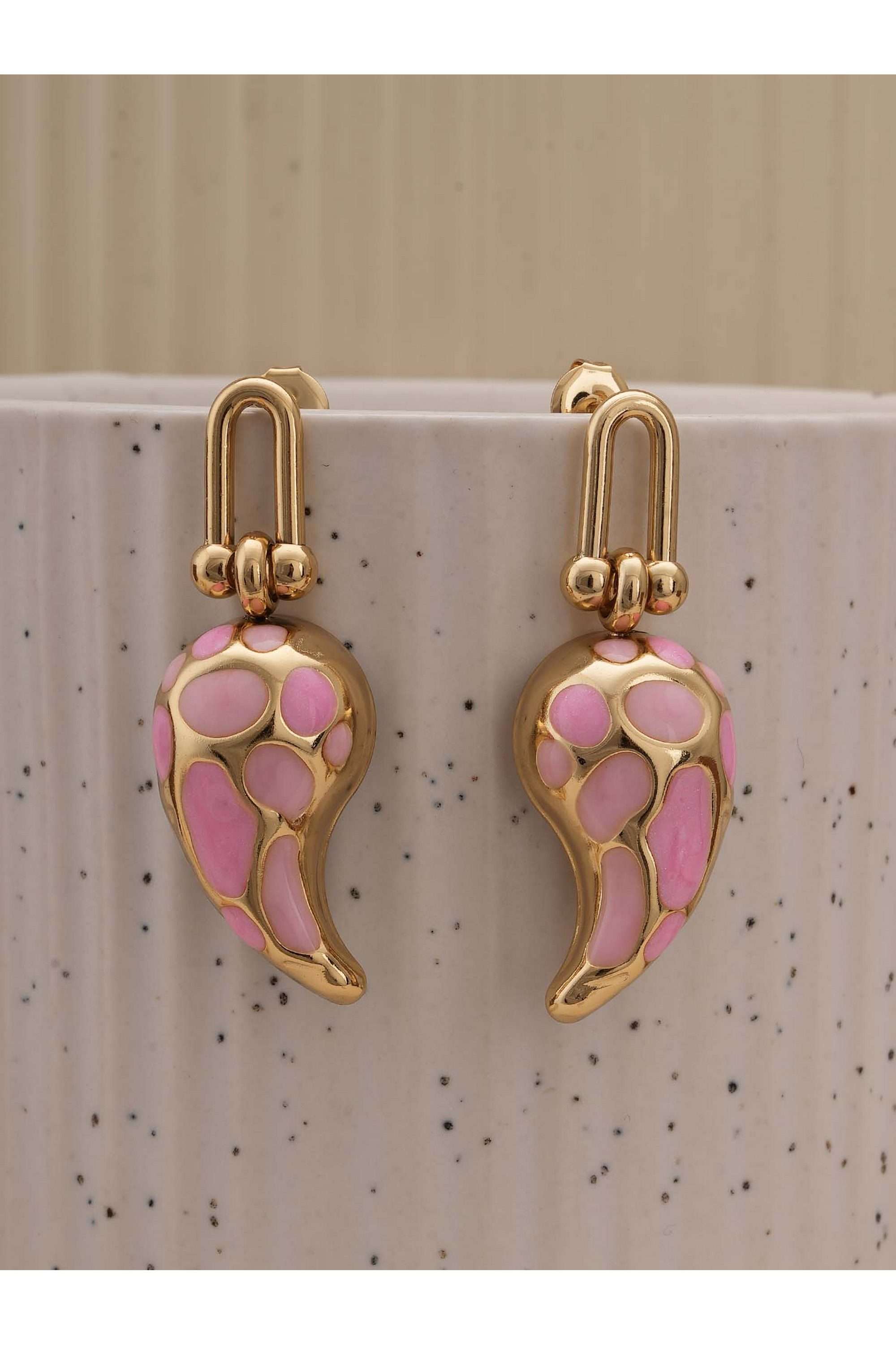 Blush-&-Coral-Tapered-Earrings-for-Womens---Waterproof-&-Anti-Tarnish