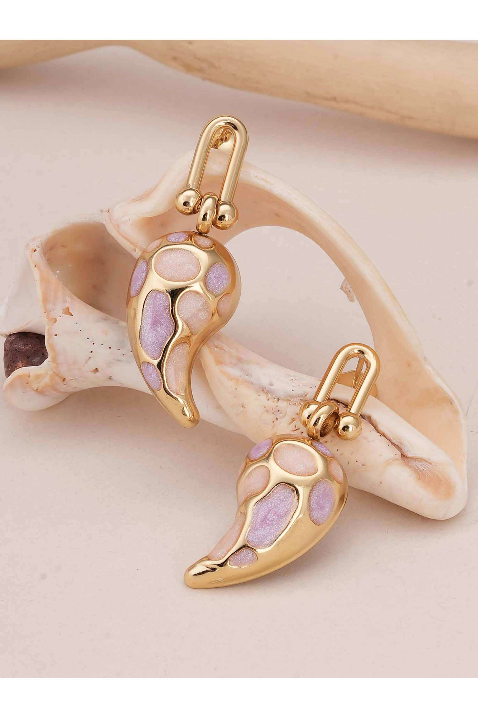 Elegant-Gold-and-Pink-Dangling-Earrings-for-Womens---Waterproof-&-Anti-Tarnish