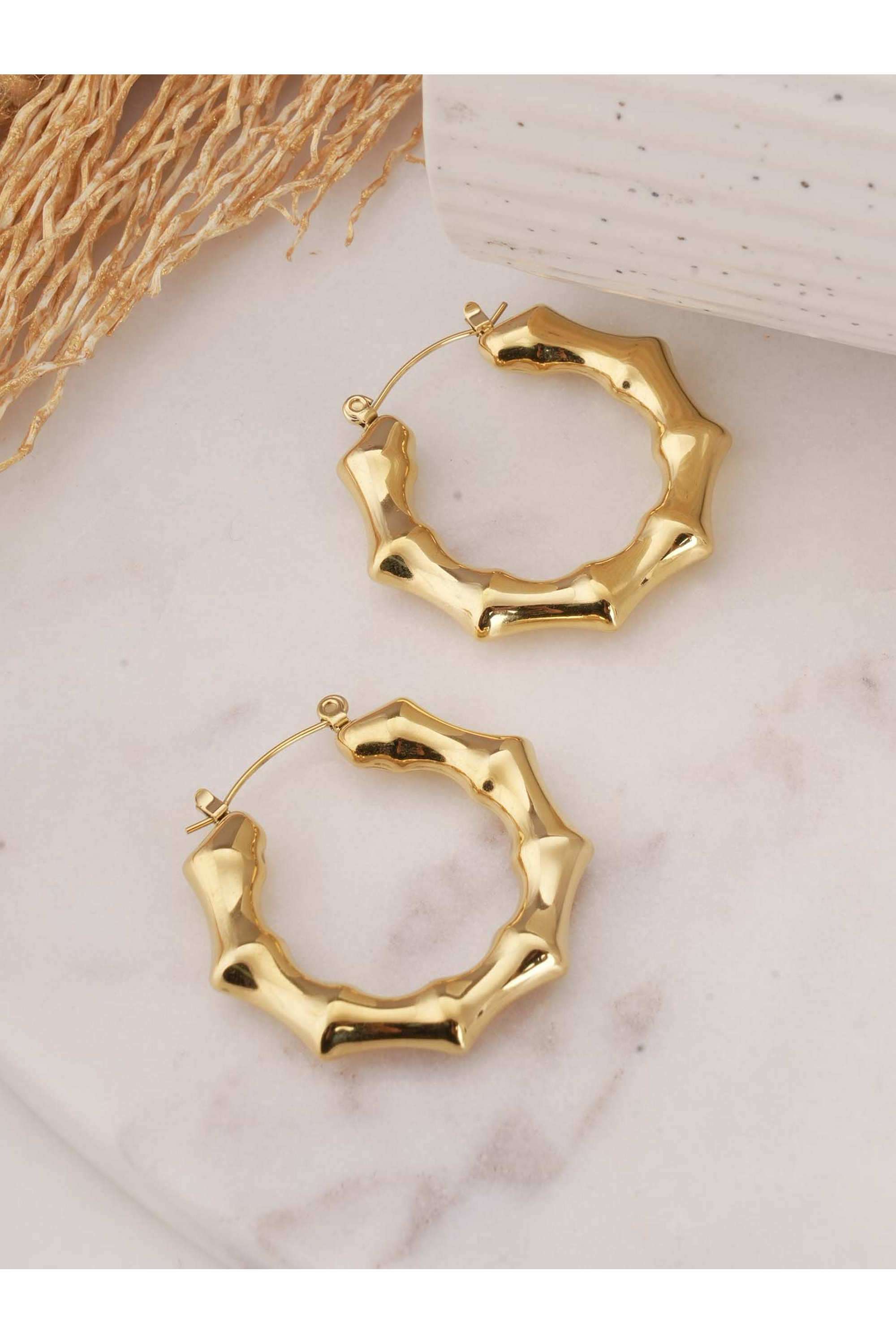 Gold-Bamboo-Hoop-Earrings-for-Womens---Waterproof-&-Anti-Tarnish