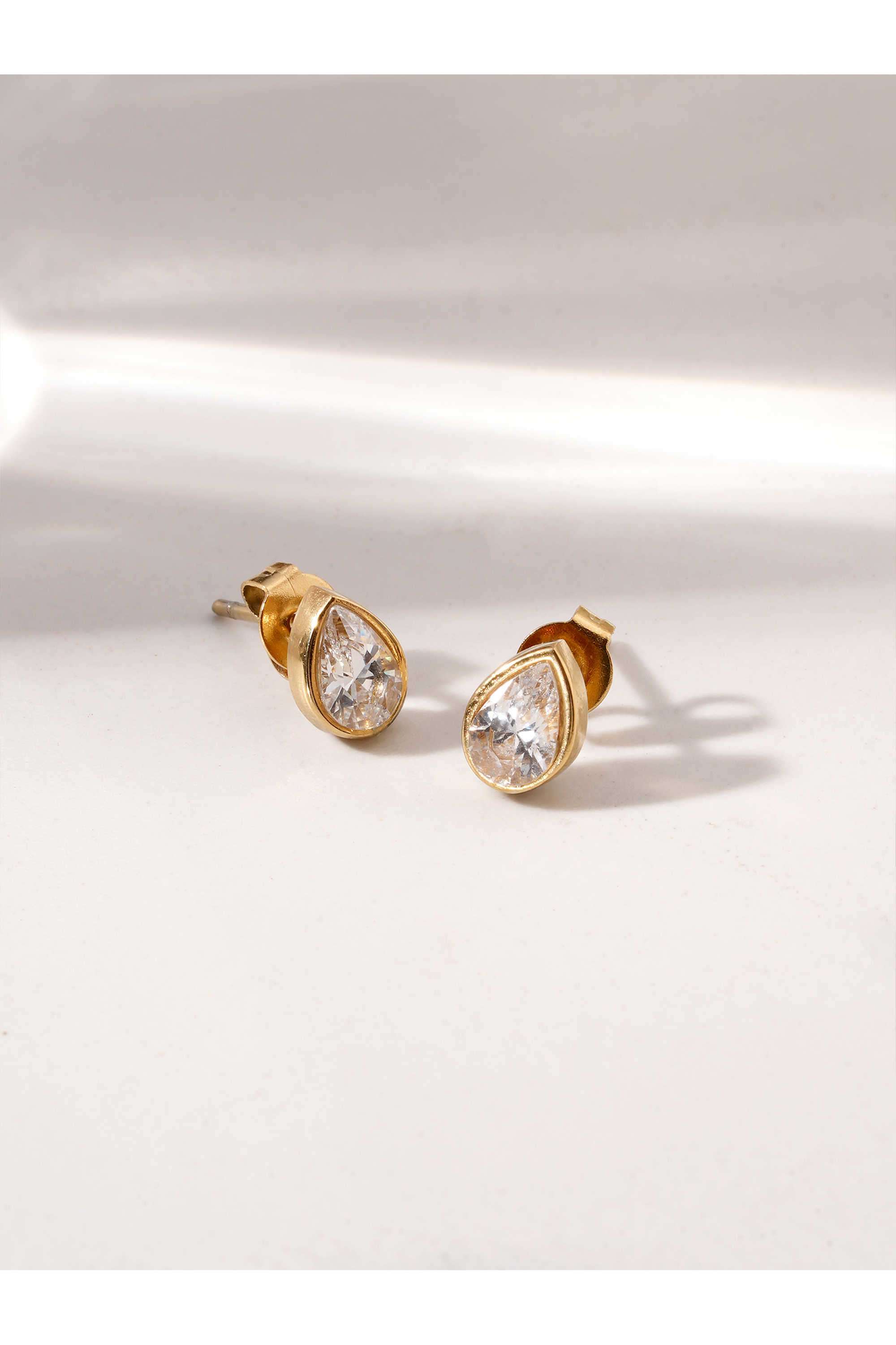Glossy-Pear-Cz-Stud-Earrings-For-Women---Waterproof-&-Anti-Tarnish