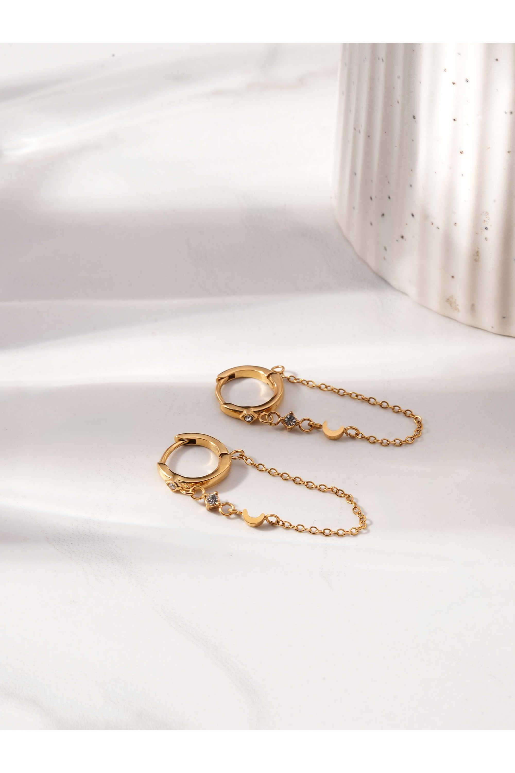 Hoop-&-Dangling-Chain-Earrings-For-Women---Waterproof-&-Anti-Tarnish