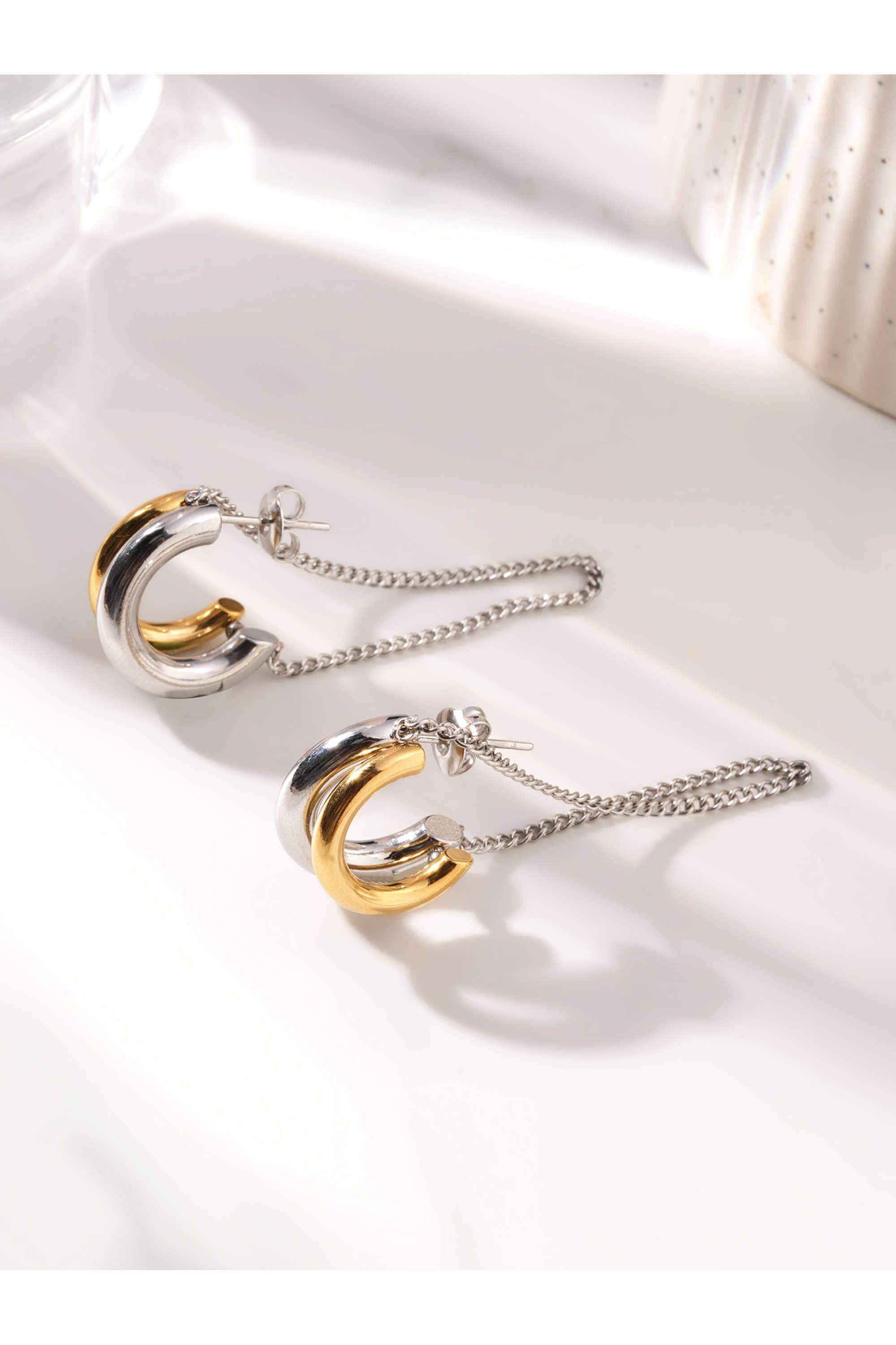 C-Hoop-Dangling-Chain-Earrings-For-Women---Waterproof-&-Anti-Tarnish