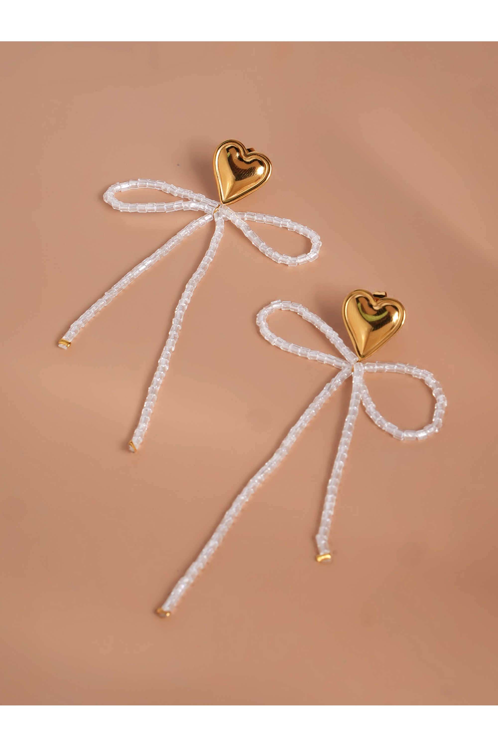 Heart-Bow-Bead-Drop-Earrings-For-Women---Waterproof-&-Anti-Tarnish