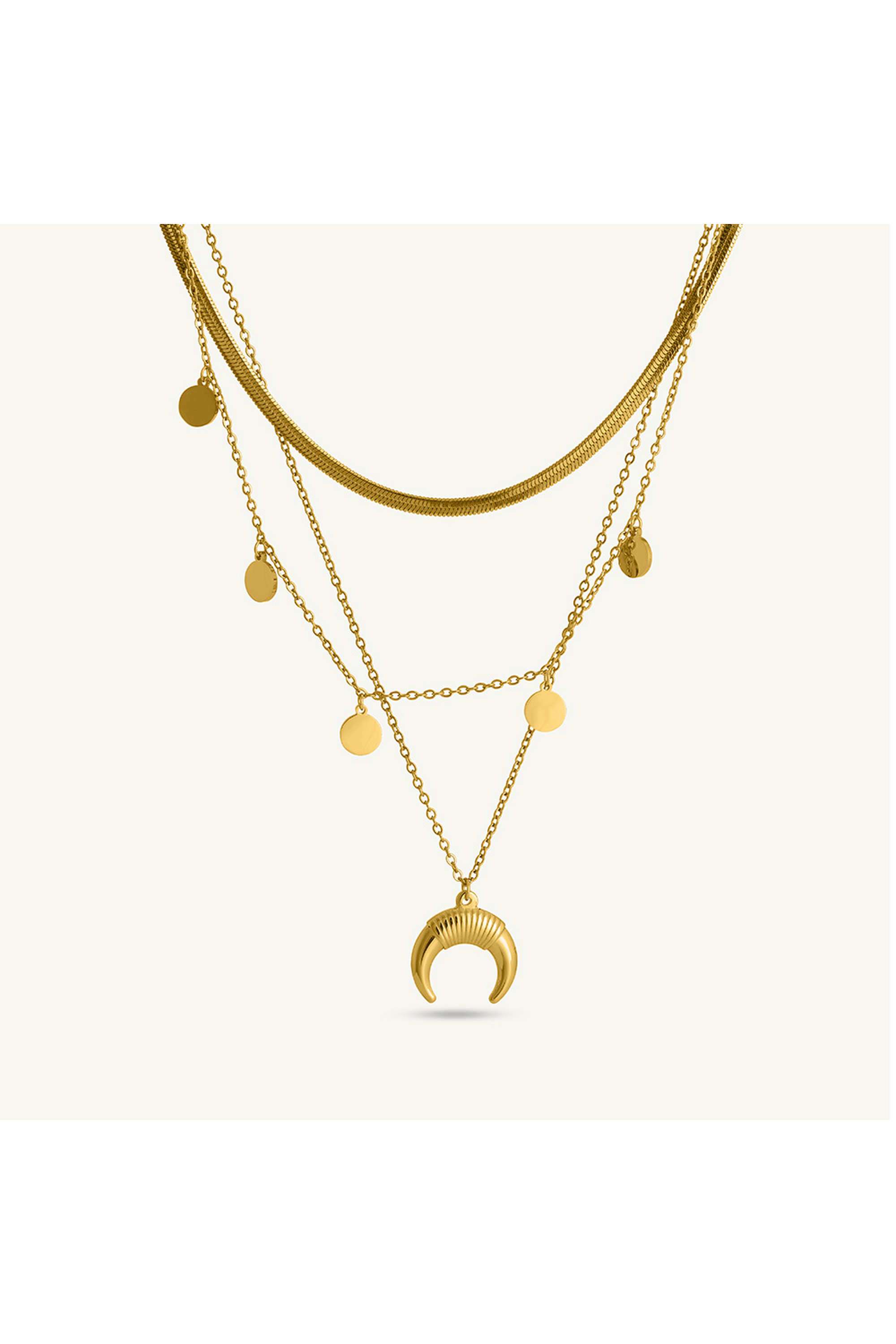 Moon-&-Disc-Stack-Necklace-for-Womens---Waterproof-&-Anti-Tarnish