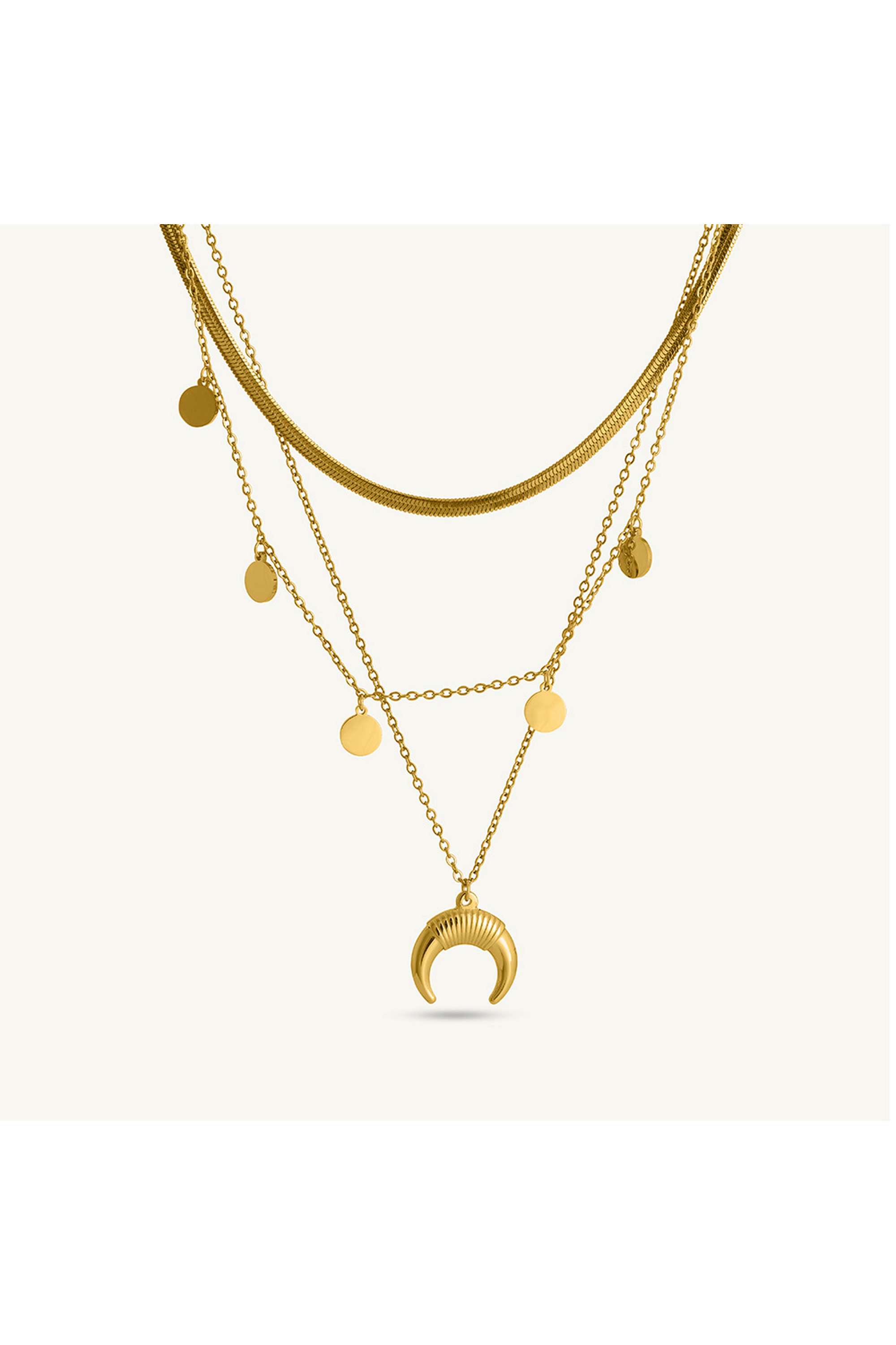 Moon-&-Disc-Stack-Necklace-for-Womens---Waterproof-&-Anti-Tarnish