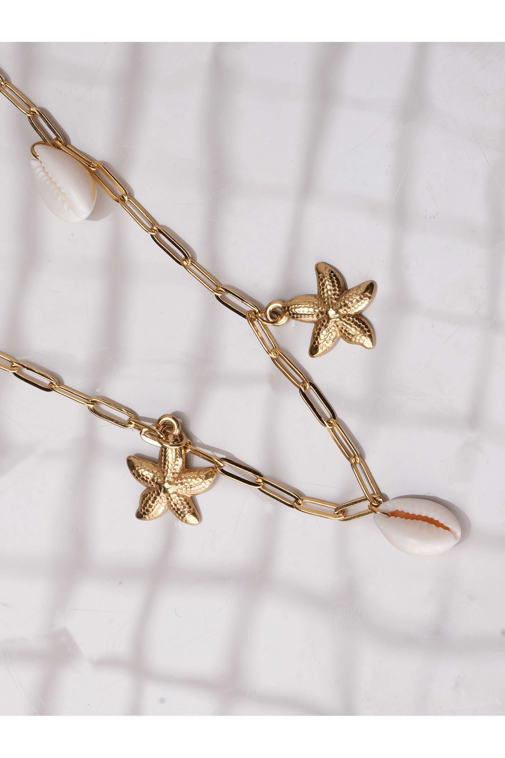 Shell-&-Starfish-Link-Necklace-for-Womens---Waterproof-&-Anti-Tarnish