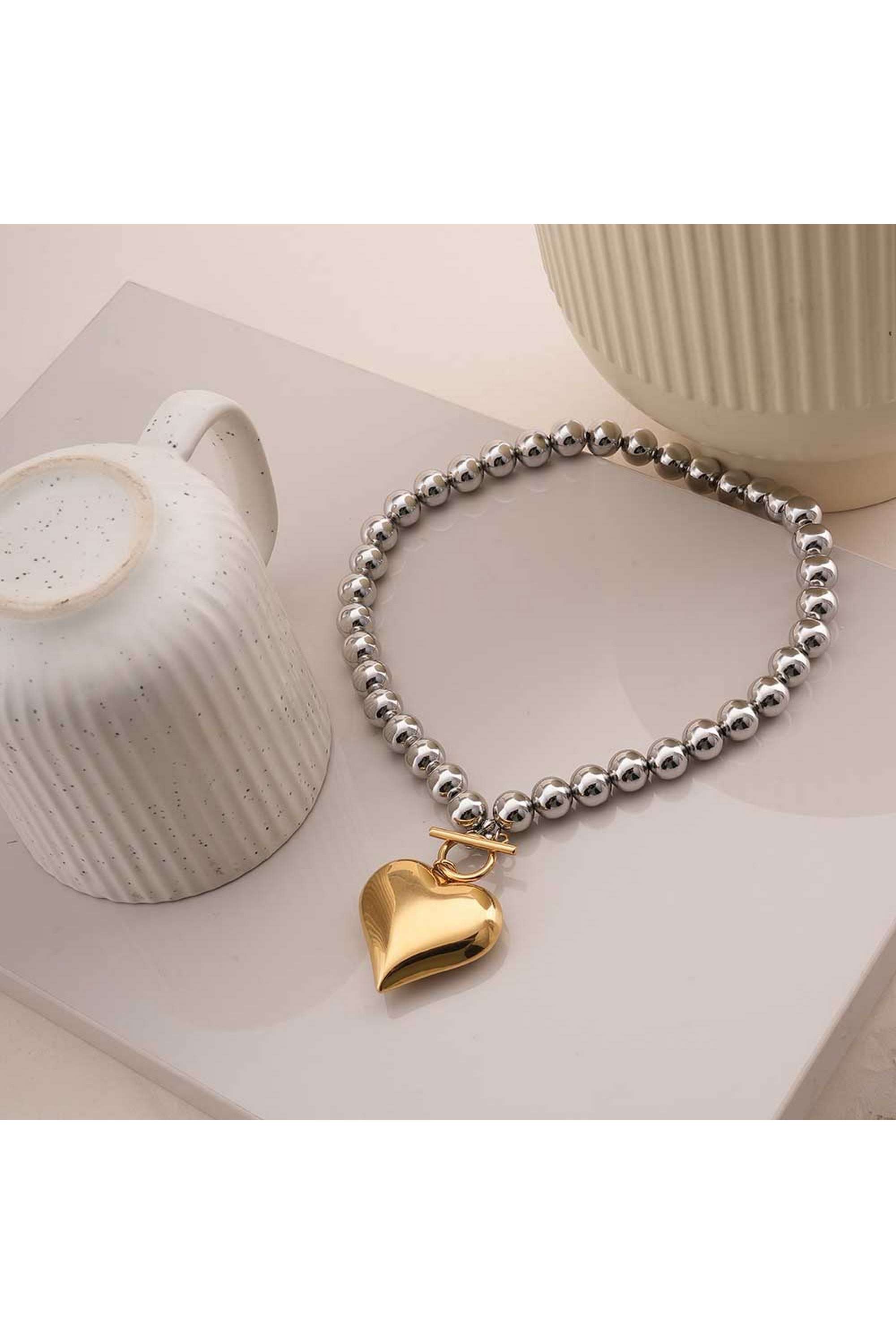 Golden-Heart-Beaded-Necklace-for-Womens---Waterproof-&-Anti-Tarnish