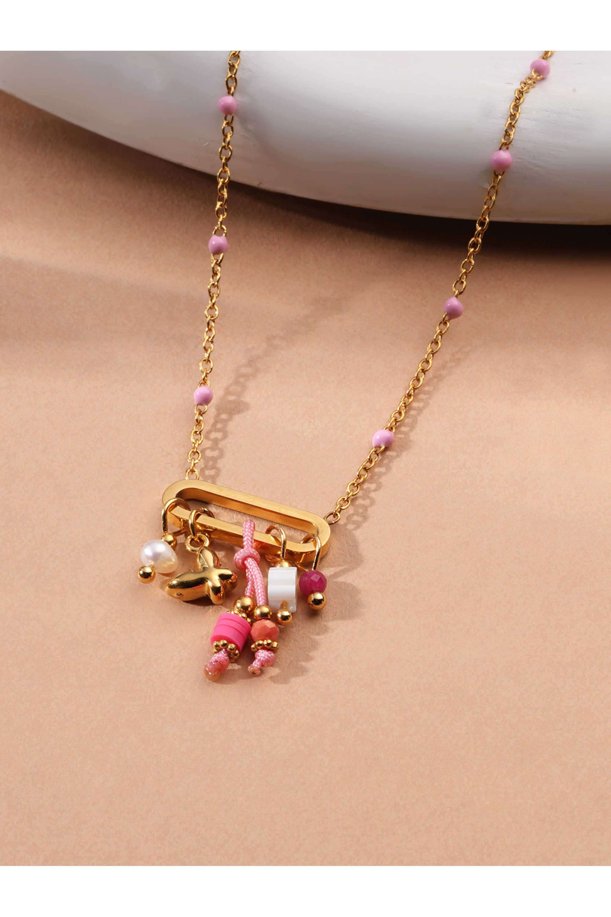 Dangle-Charm-Link-Necklace-For-Women---Waterproof-&-Anti-Tarnish