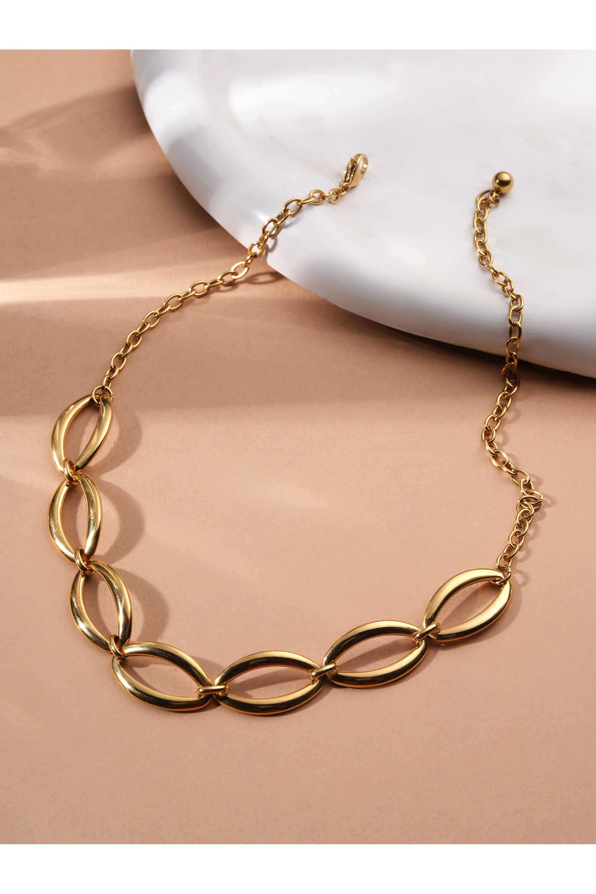 Sculptural-Oval-Statement-Necklace-For-Women---Waterproof-&-Anti-Tarnish