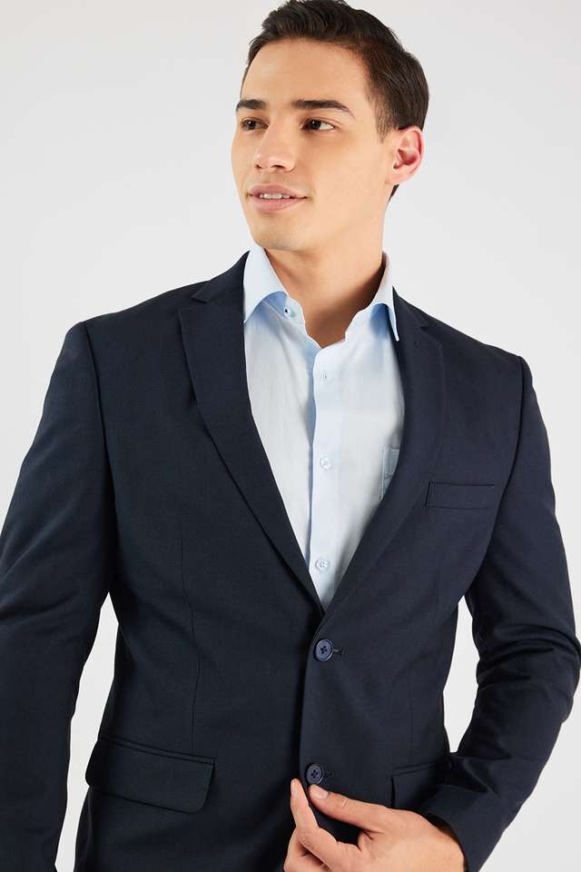 Solid Polyester Slim Fit Men's Formal Wear Blazer