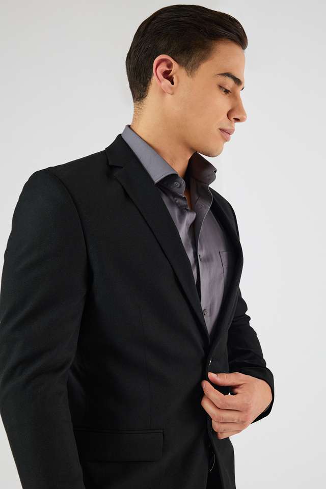 Buy Stop Black Solid Polyester Slim Fit Men's Formal Wear Blazer