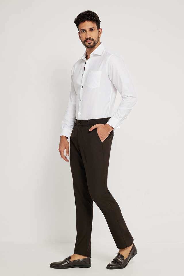Solid-Blended-Fabric-Slim-Fit-Men-s-Formal-Wear-Trousers