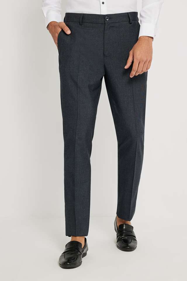 Solid-Blended-Fabric-Slim-Fit-Men-s-Formal-Wear-Trousers