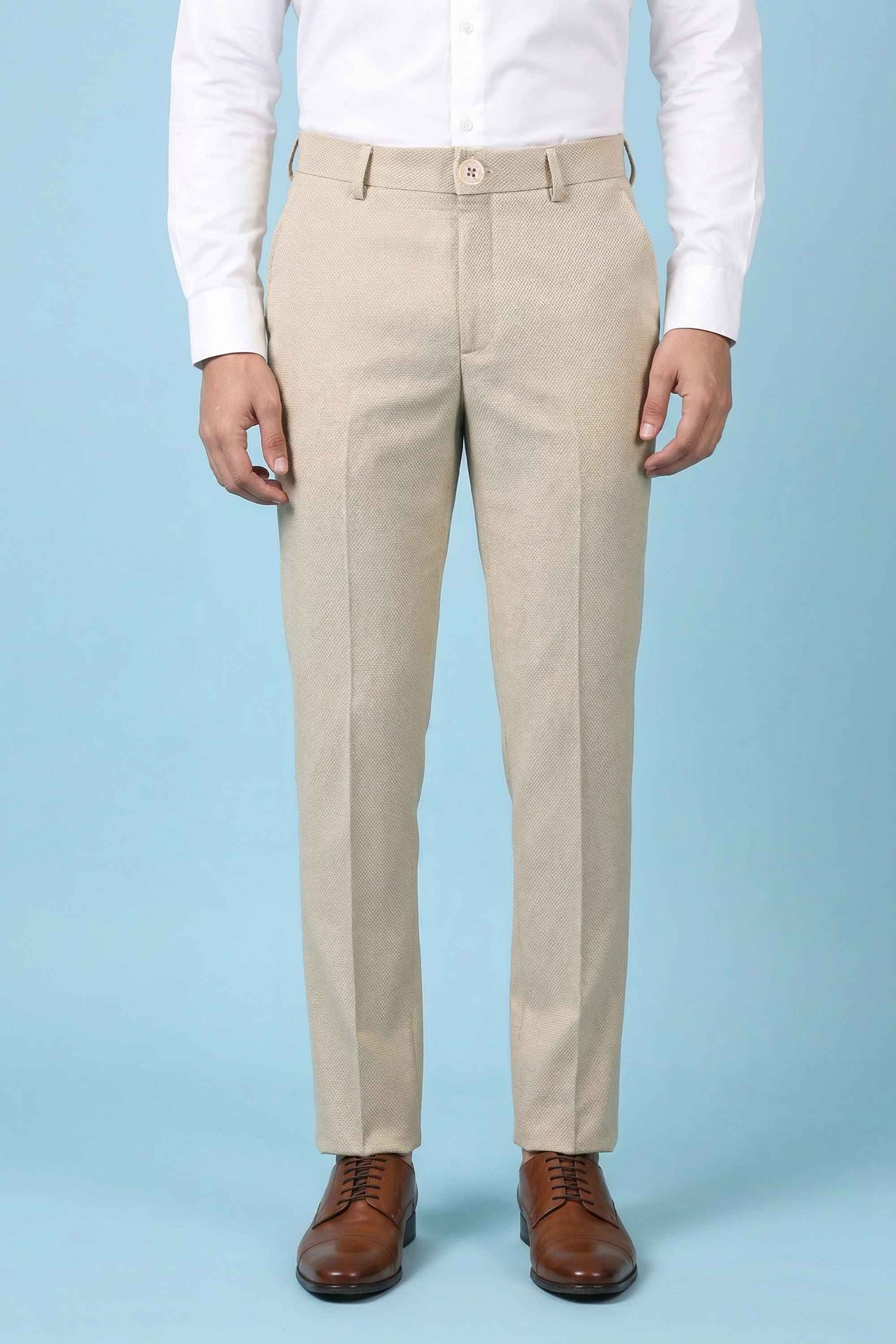 Solid-Blended-Fabric-Slim-Fit-Men-s-Trousers