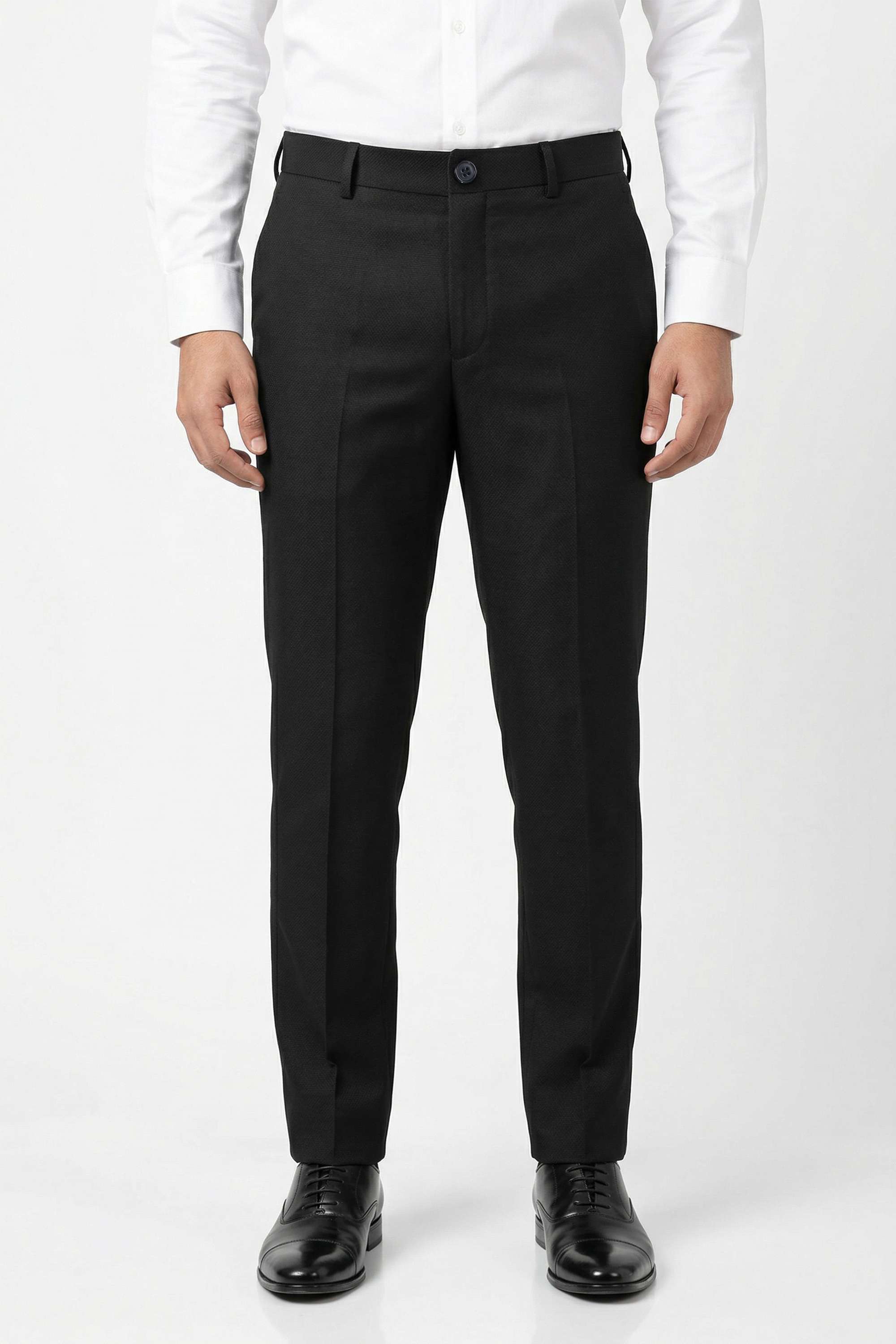 Solid-Blended-Fabric-Slim-Fit-Men-Trousers