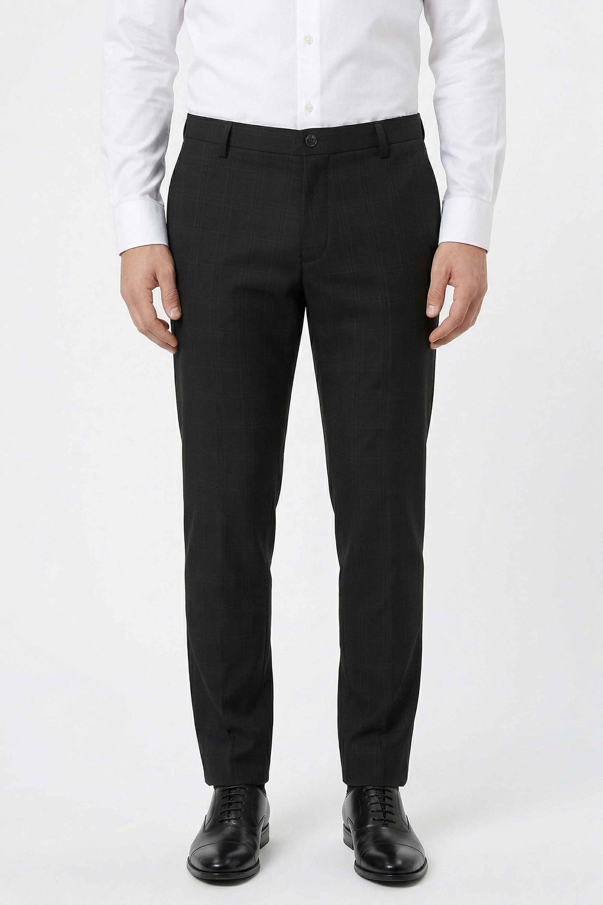 Solid-Blended-Fabric-Slim-Fit-Men-Trousers