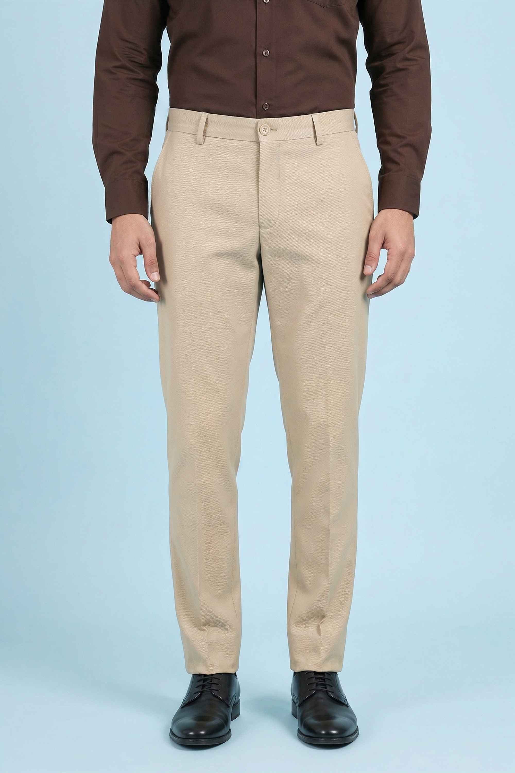 Solid-Blended-Fabric-Slim-Fit-Men-Trousers