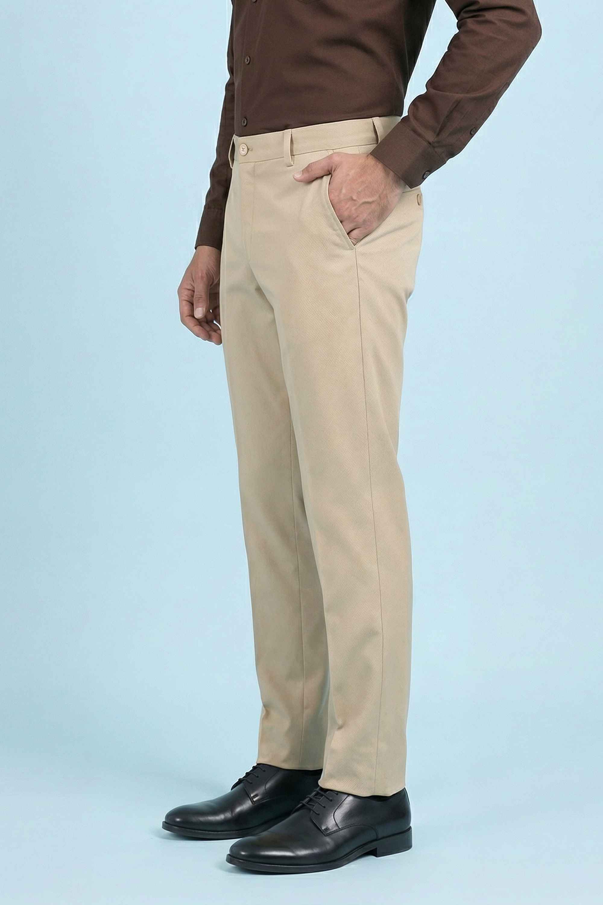 Solid-Blended-Fabric-Slim-Fit-Men-Trousers