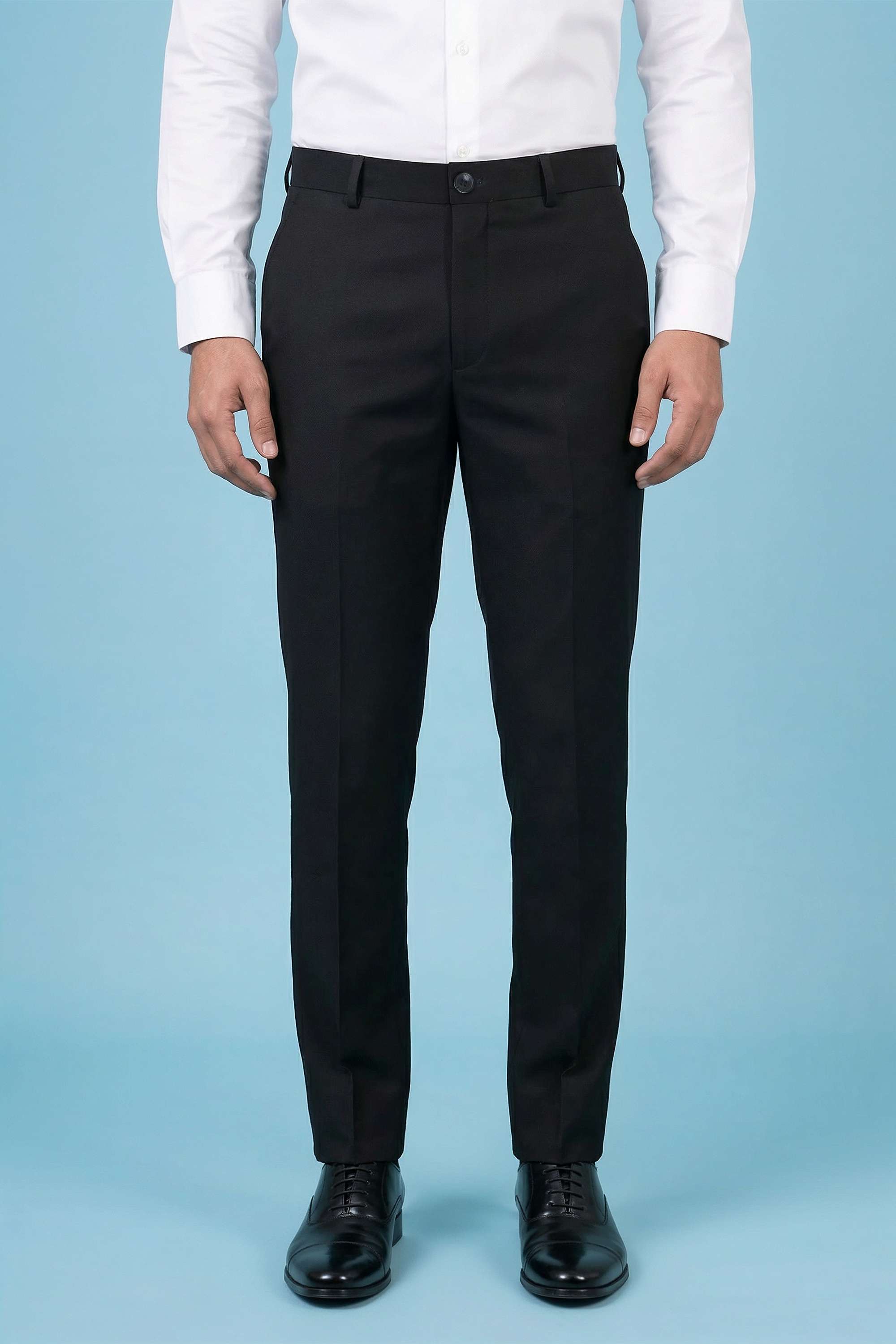 Solid-Blended-Fabric-Slim-Fit-Men-s-Trousers