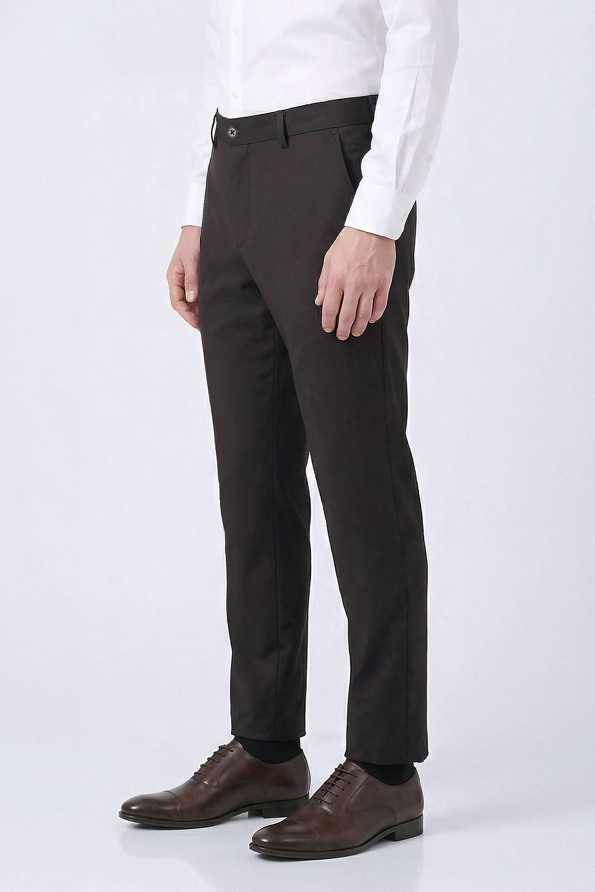 Solid-Blended-Fabric-Slim-Fit-Men-s-Trousers