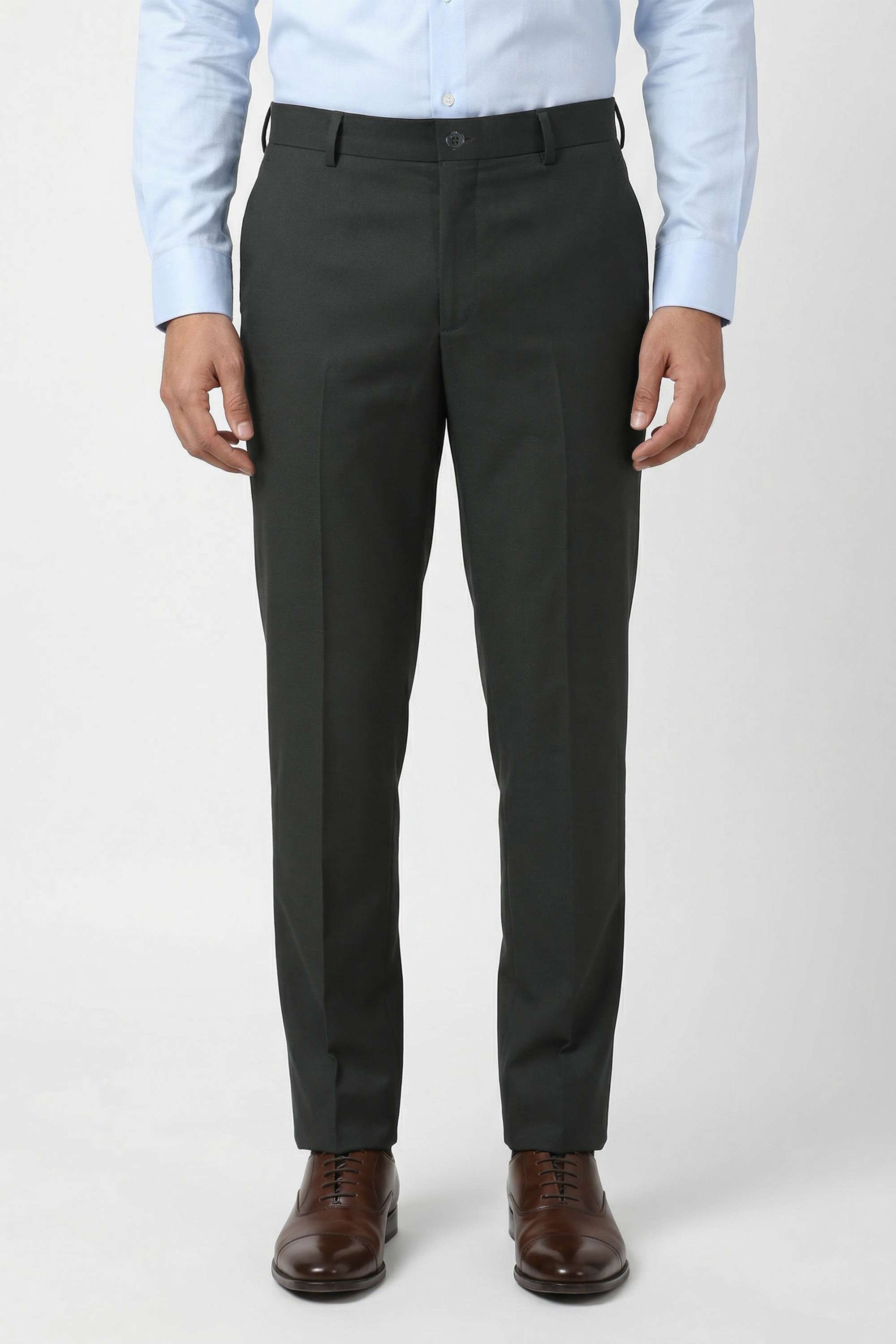 Solid-Blended-Fabric-Slim-Fit-Men-Trousers