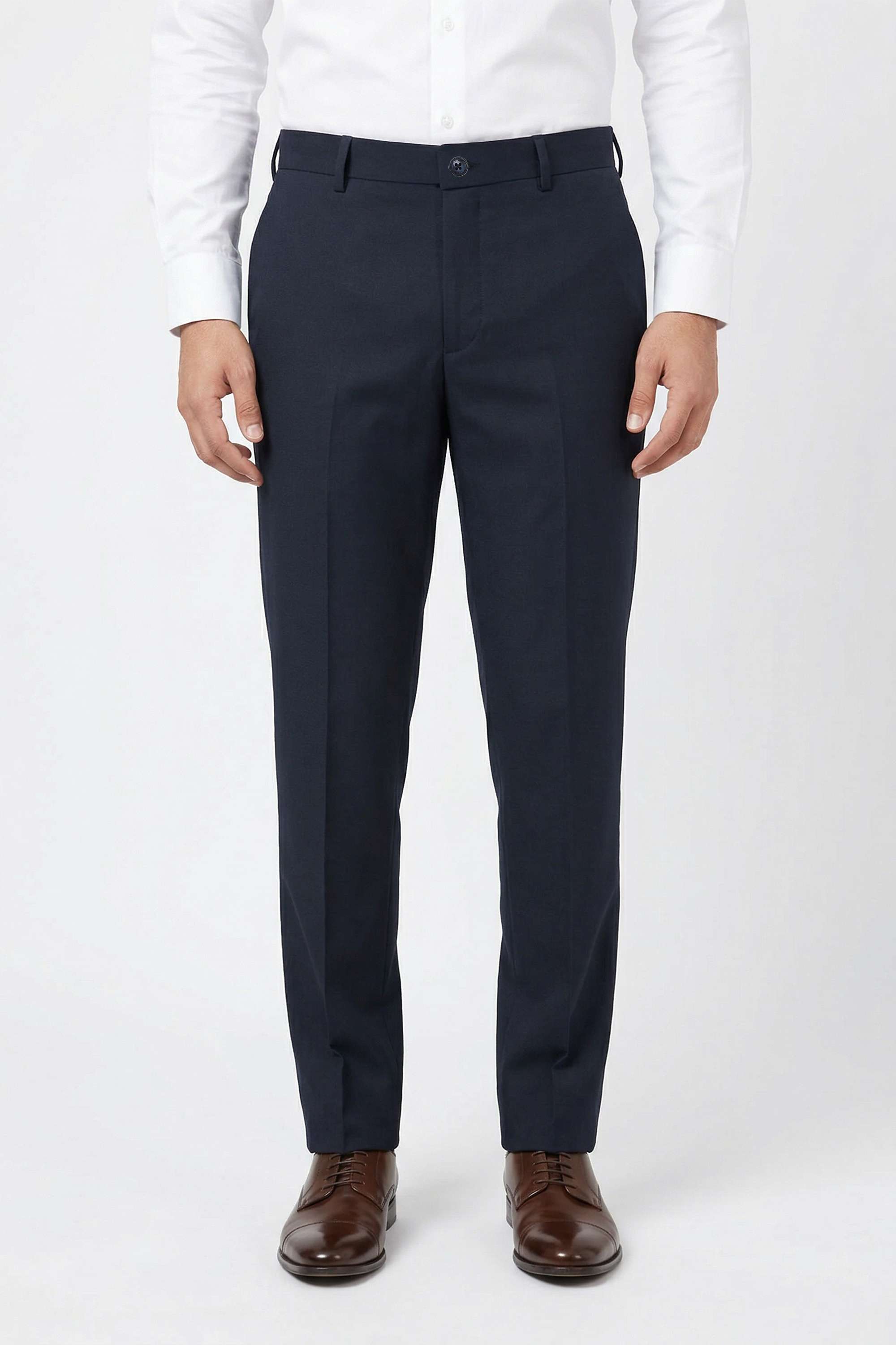 Solid-Blended-Fabric-Slim-Fit-Men-Trousers