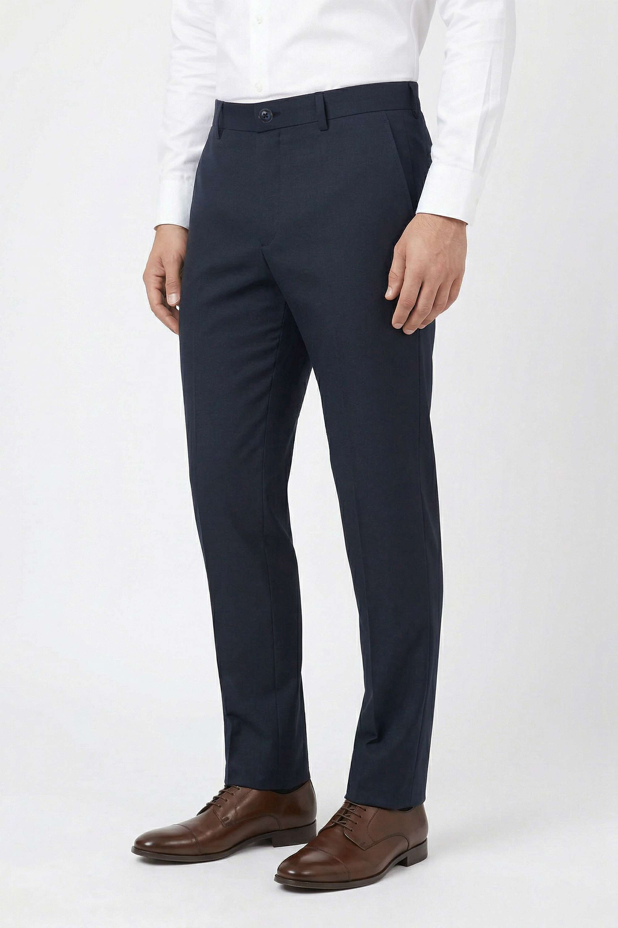 Solid-Blended-Fabric-Slim-Fit-Men-Trousers
