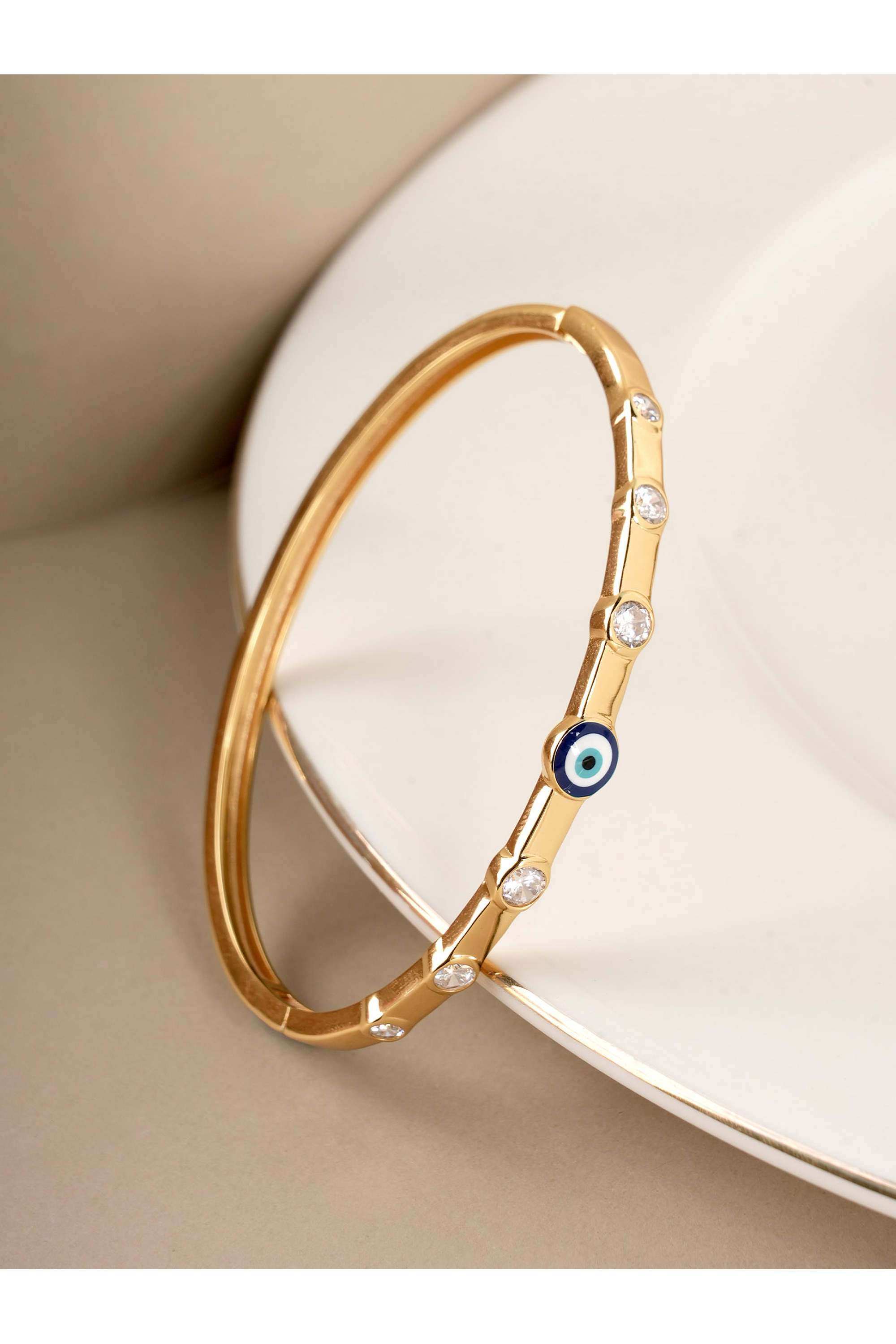 925-Sterling-Silver-Evil-Eye-Stone-Band-Ovel-Womens-Bracelet