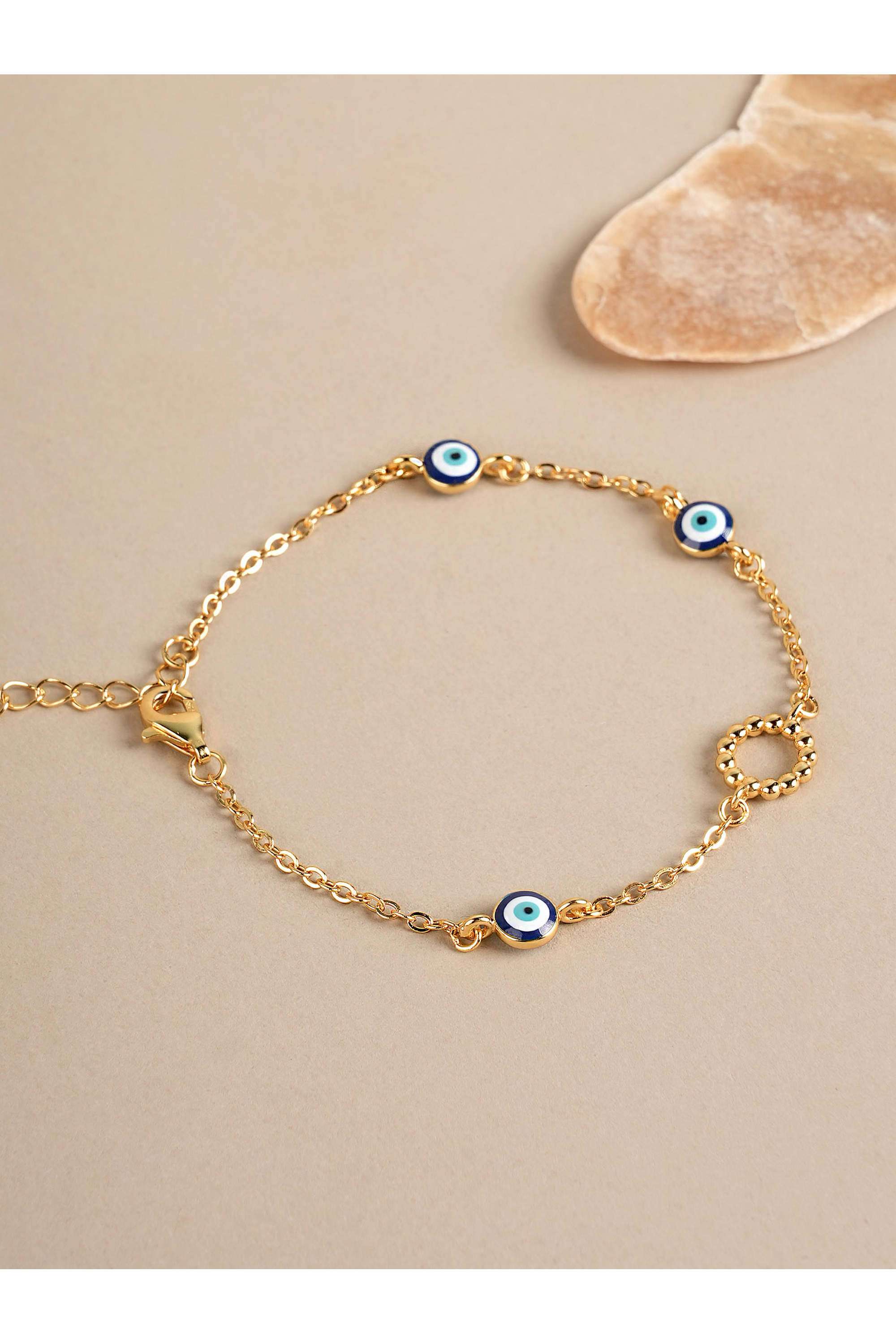 925-Sterling-Silver-Evil-Eye-Station-Womens-Bracelet
