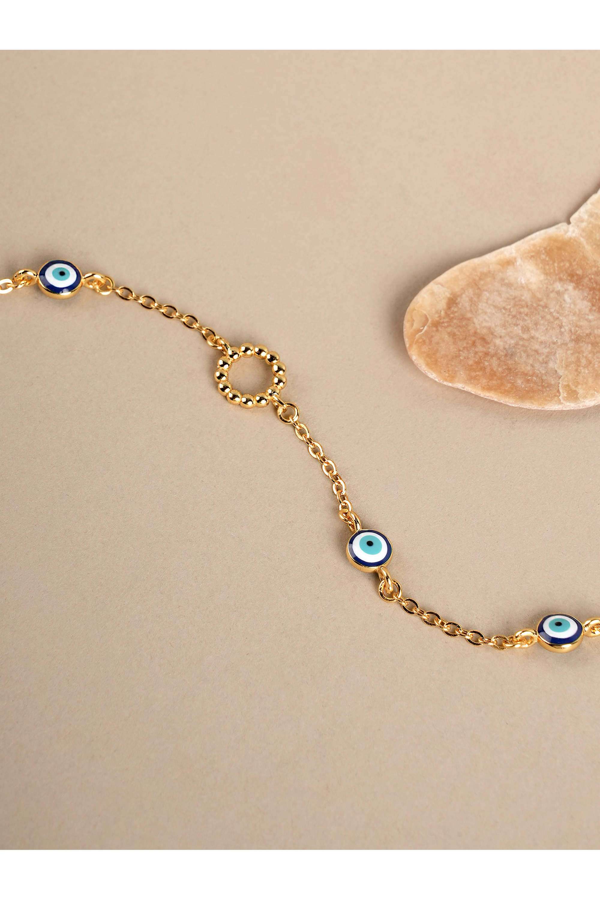 925-Sterling-Silver-Evil-Eye-Station-Womens-Bracelet