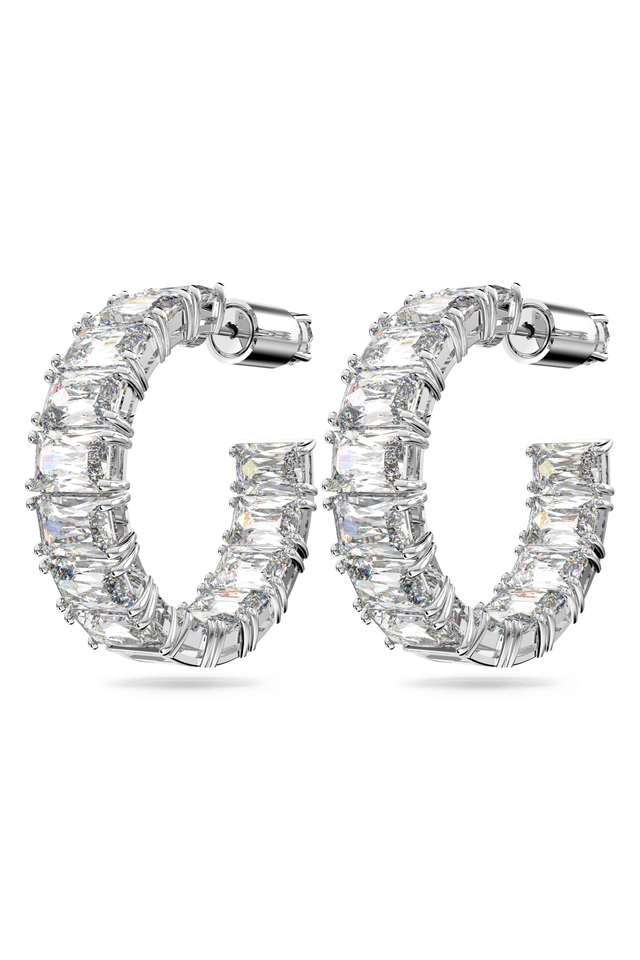 Millenia-Hoop-Earrings-Octagon-Cut-White-Rhodium-Plated