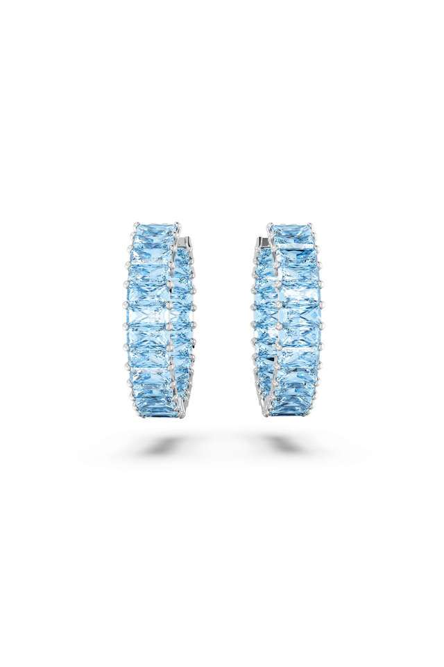 Matrix-Hoop-Earrings-Baguette-Cut-Blue-Rhodium-Plated